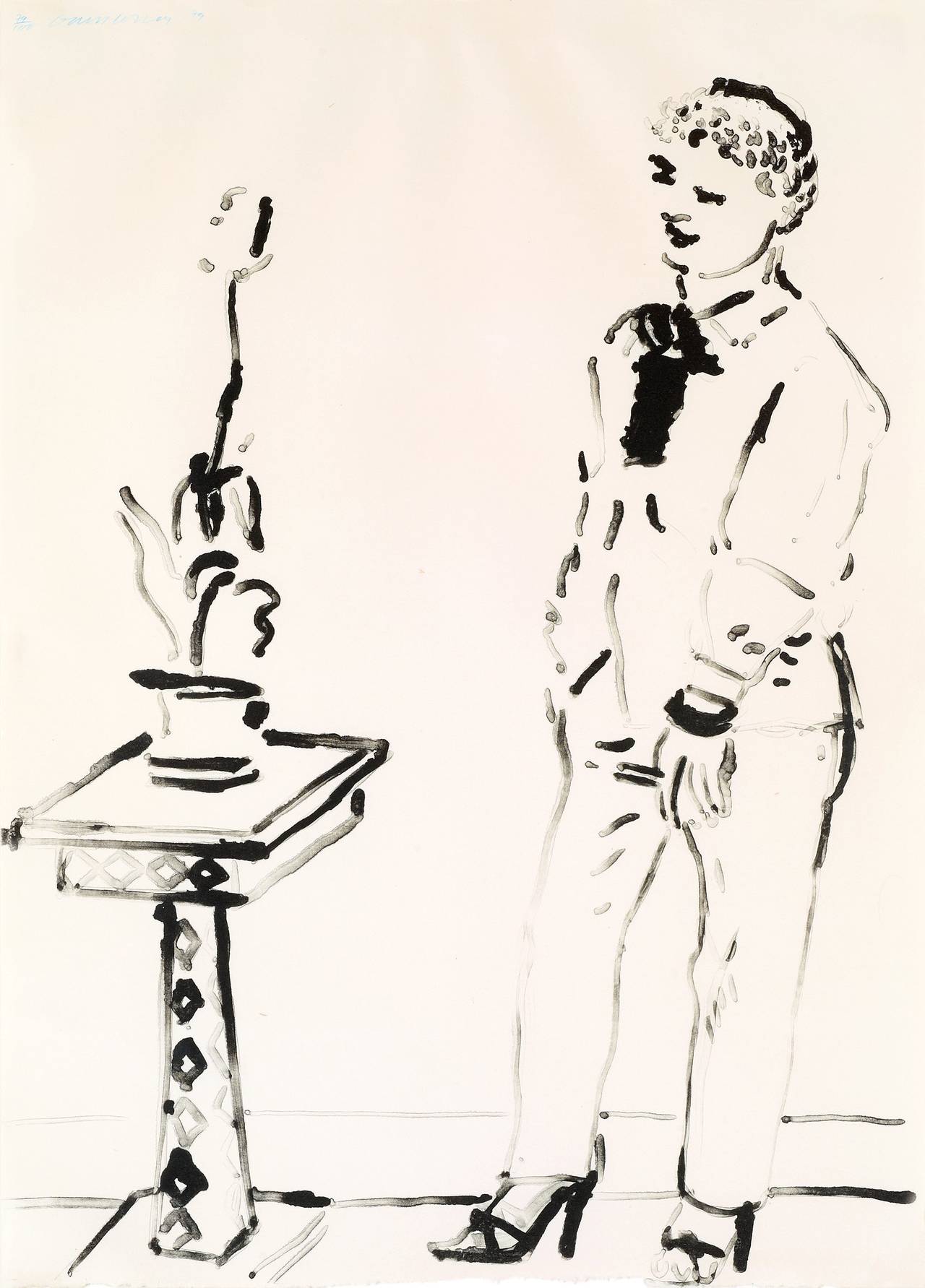 Celia Musing - Print by David Hockney