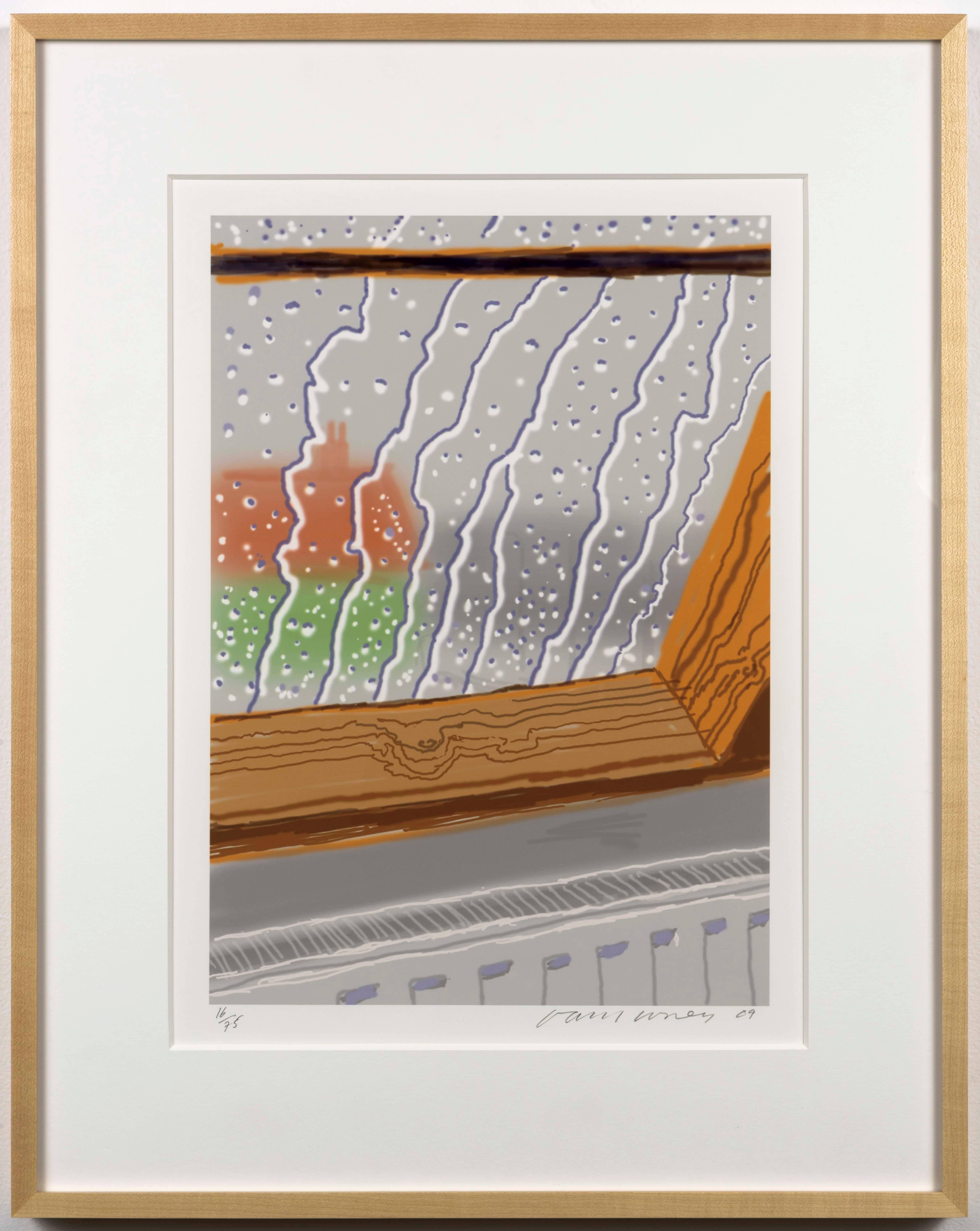 david hockney rain on a studio window