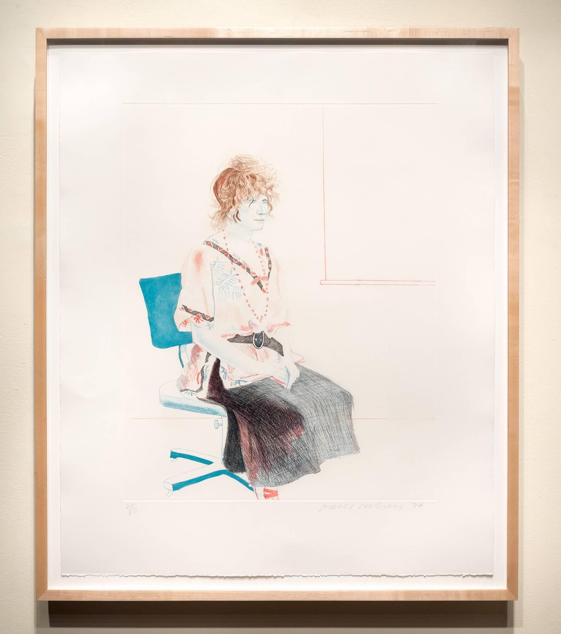 Celia Seated on an Office Chair - Contemporary Print by David Hockney