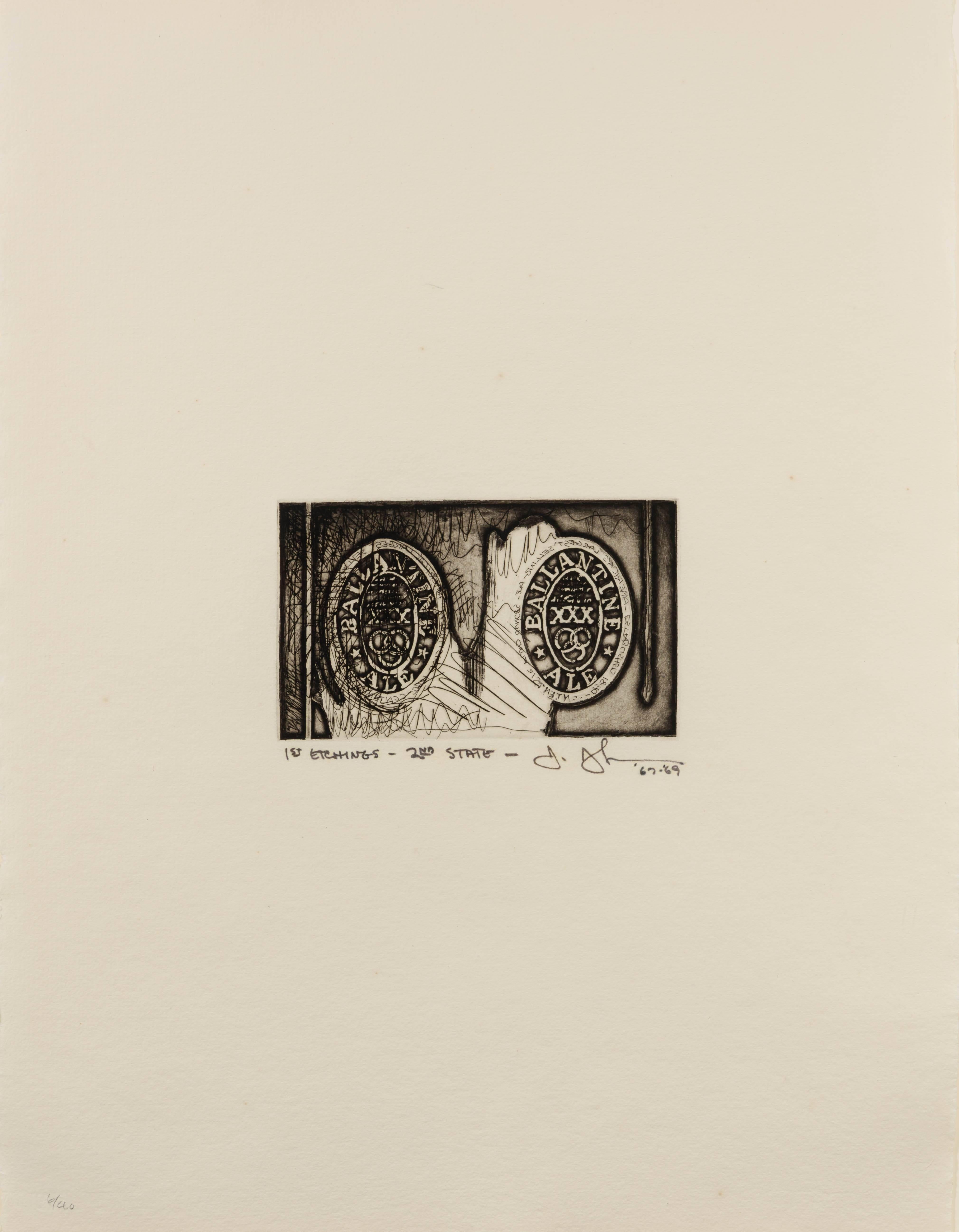 Ale Cans, 1st Etchings, 2nd State - Contemporary Print by Jasper Johns
