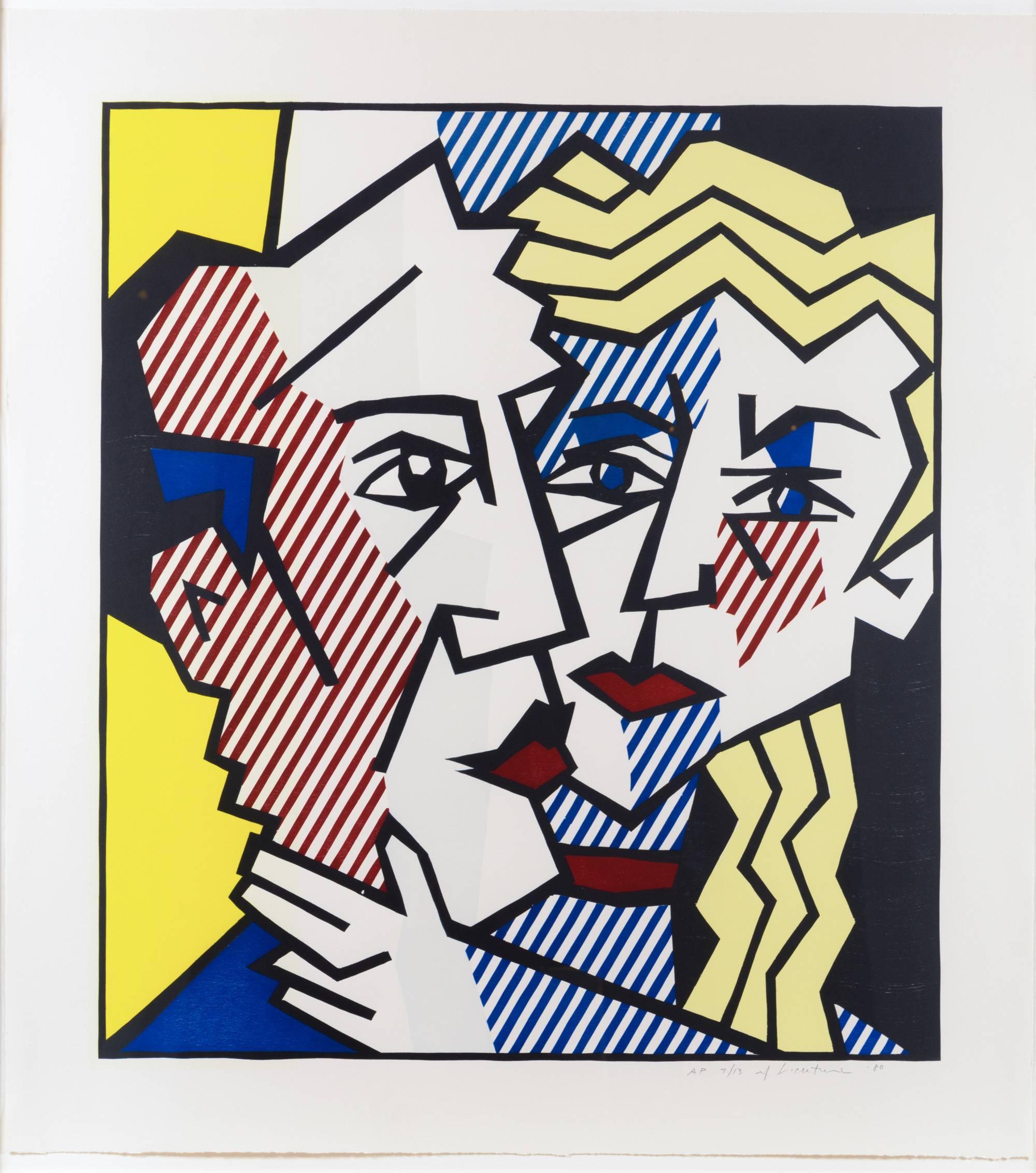 The Couple, from the Expressionist Woodcut Series - Print by Roy Lichtenstein