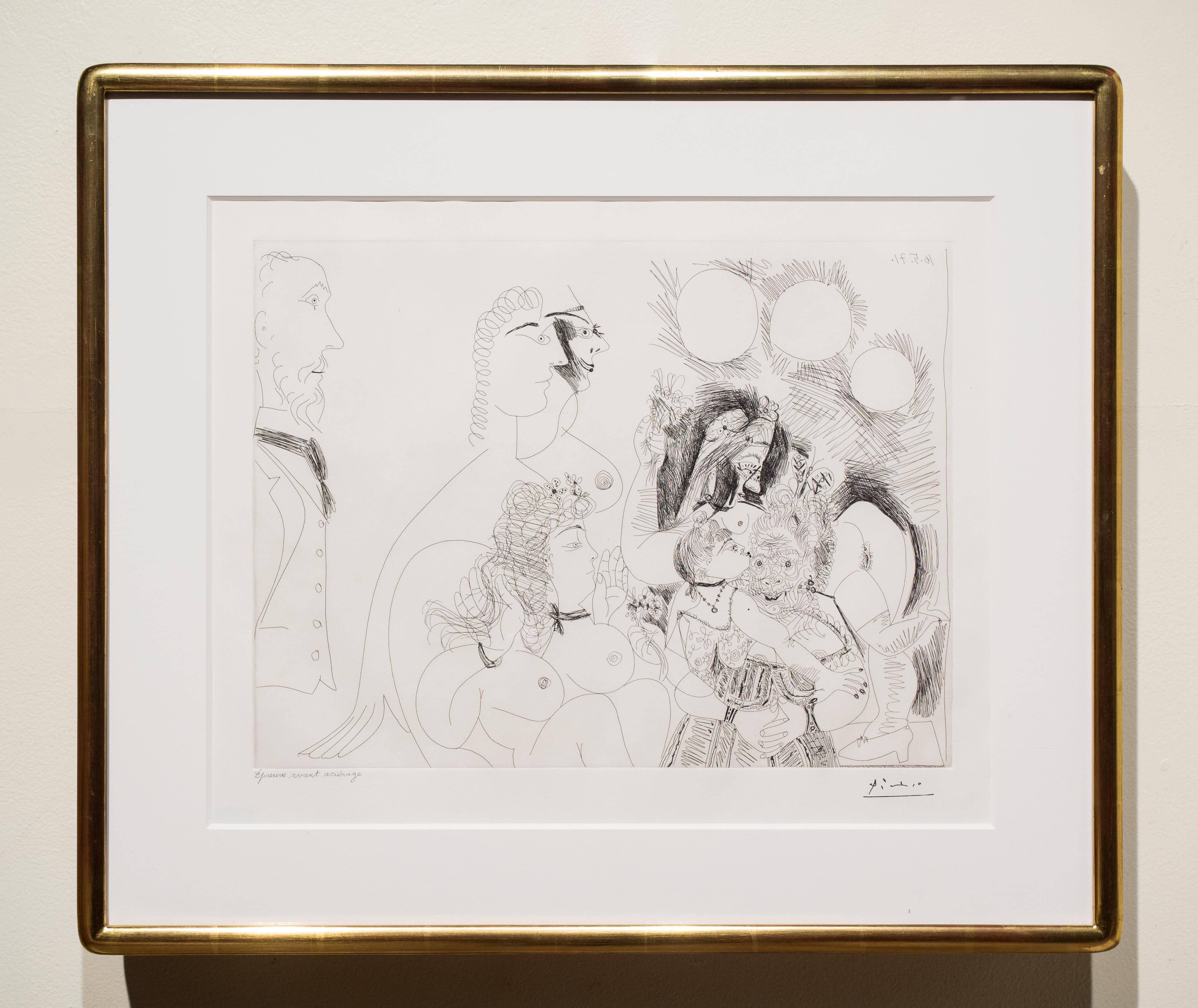 La Fete de la Patronne, Fleurs et Baisers Degas S'amuse - Modern Print by Pablo Picasso