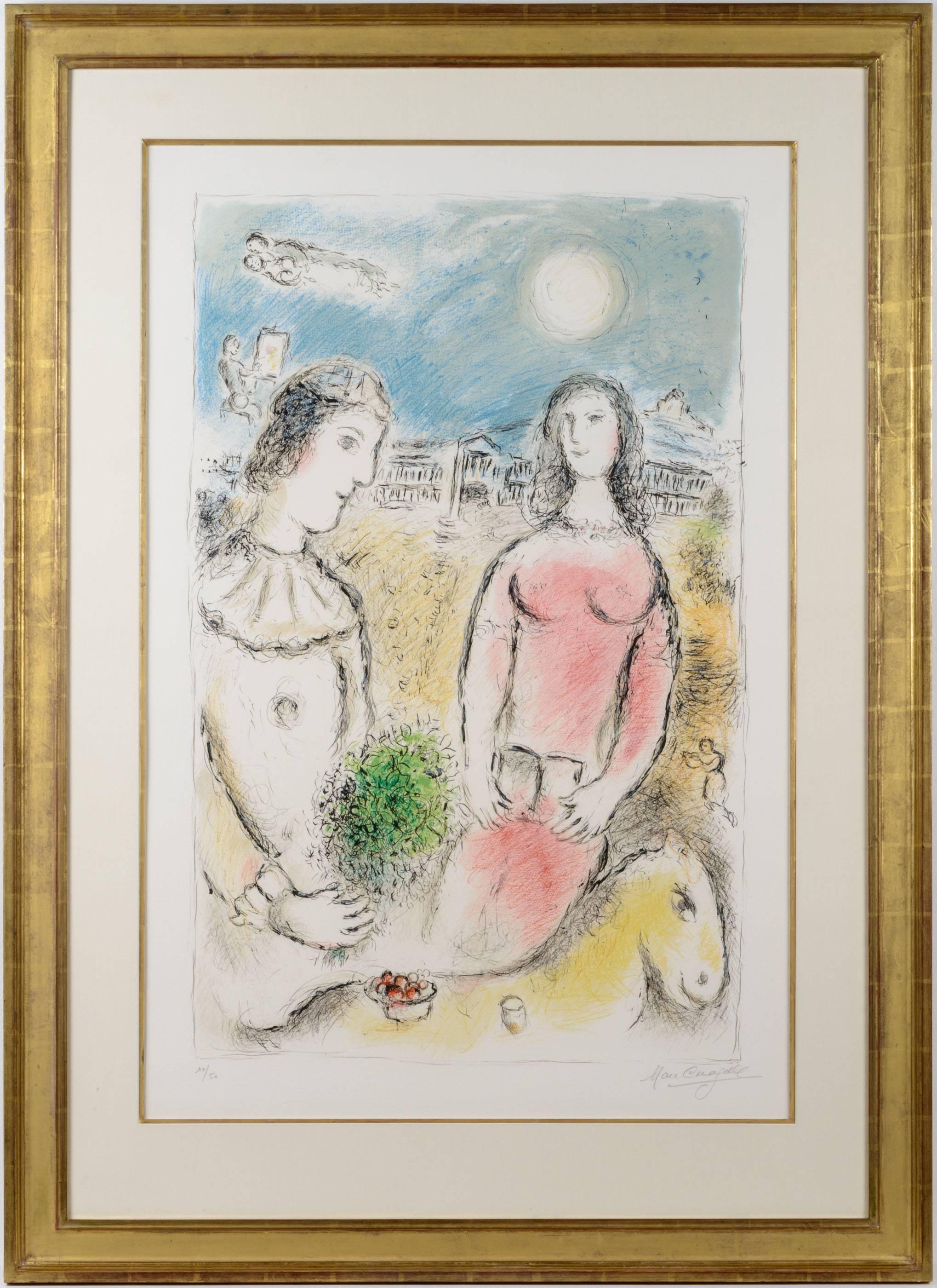 Couple at Dusk (Le Couple au Crepuscule) - Modern Print by Marc Chagall