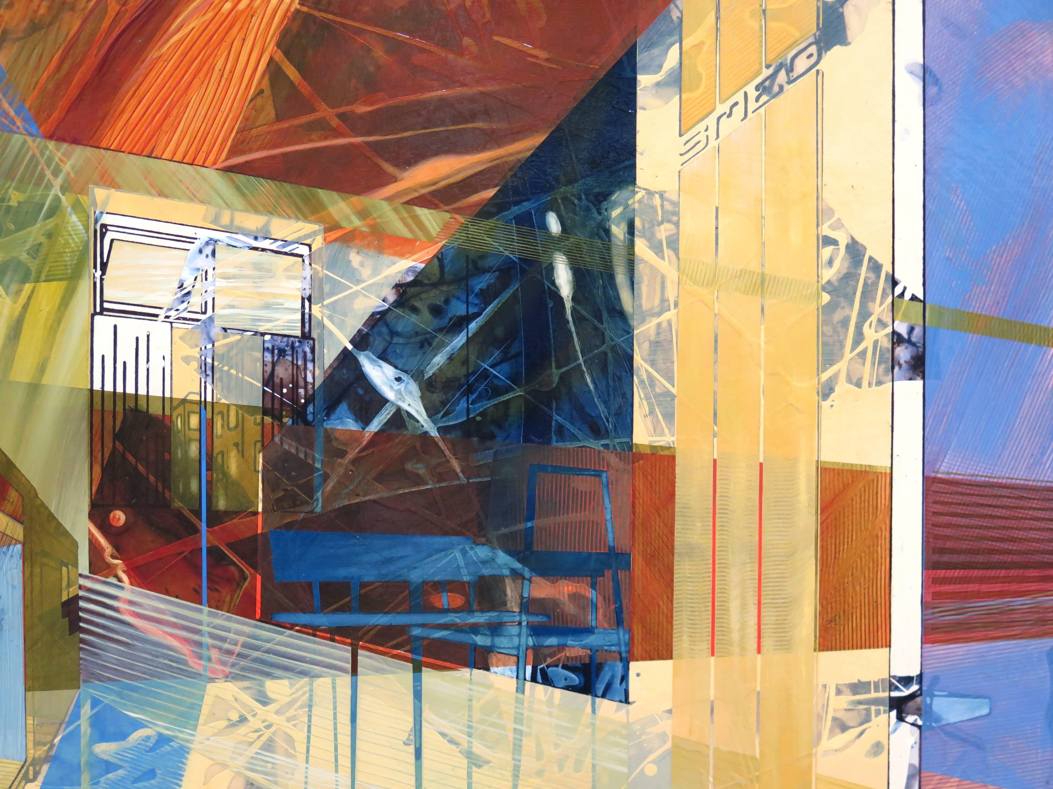 Smoked Trout & Wet Dog - Brown Abstract Painting by Ben Boothby