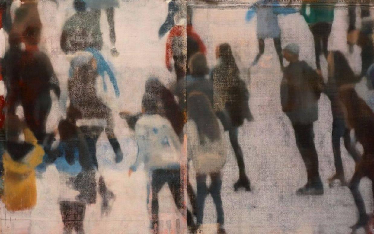 Philip Buller Figurative Painting - Small Crowd on Ice