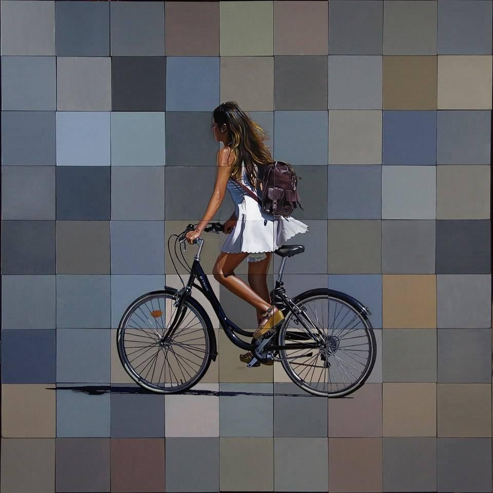 Jeff Cohen Figurative Painting - Dona Amb Bicicleta