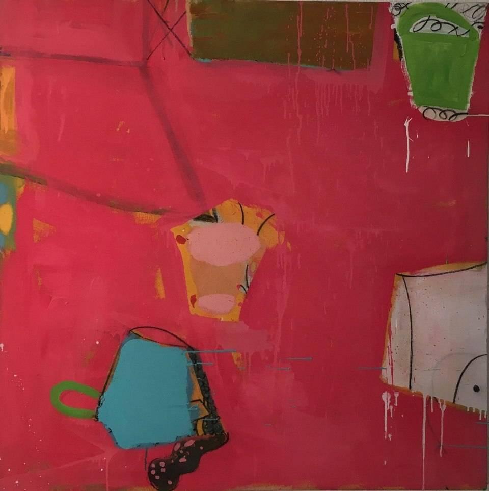 Gary Komarin Abstract Painting - Big Pink Matador