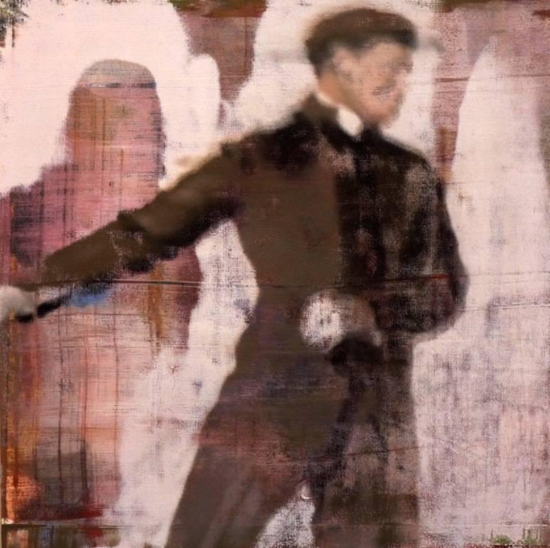 Figurative Painting de Philip Buller - Hombre Patinando