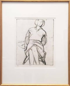 #24 (Phyllis seated in rattan chair) from 41 Etchings Drypoints