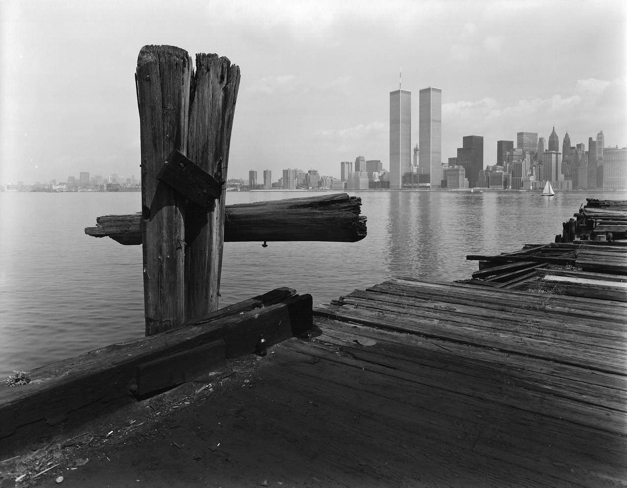 George Tice Black and White Photograph - Hudson River Pier, Jersey City