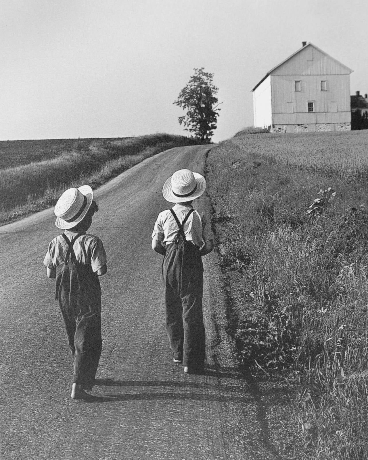 George Tice Black and White Photograph - Two Amish Boys, Lancaster, PA