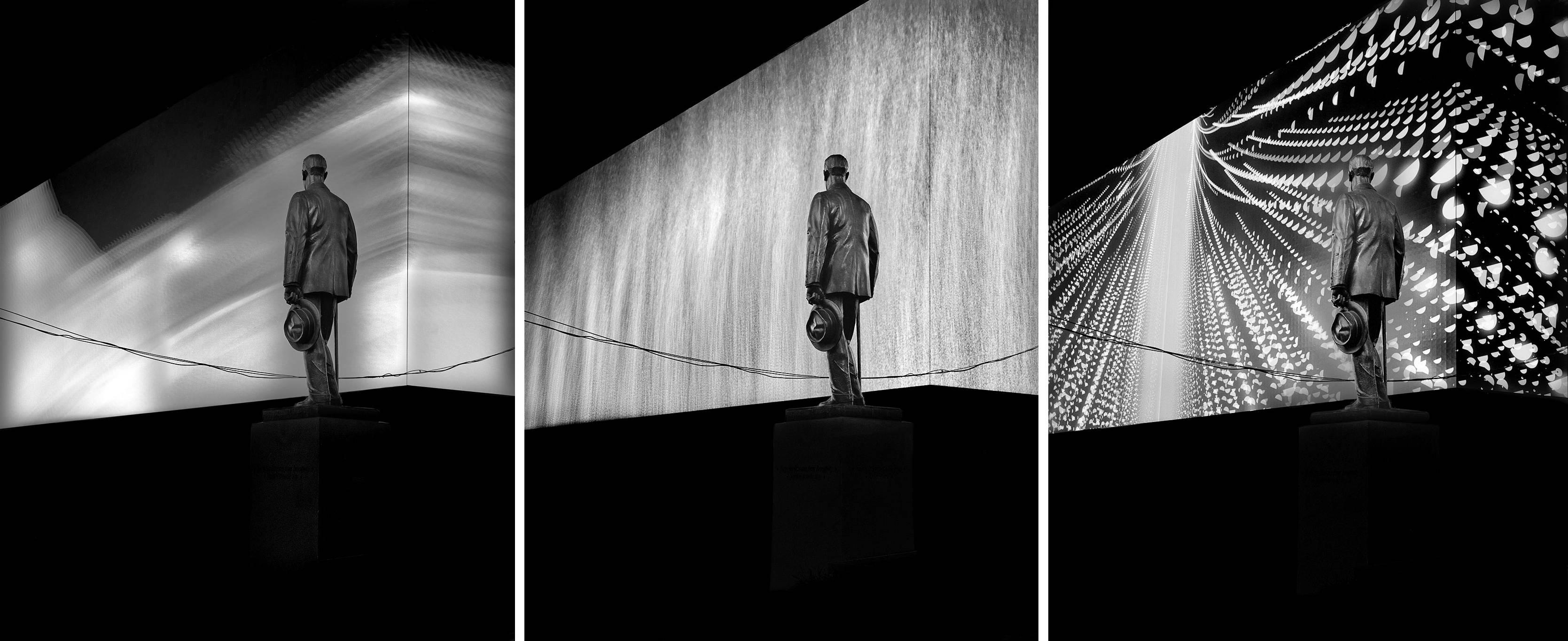 Michael Massaia Black and White Photograph - Signals Crossed: Cohan Variations, Times Square