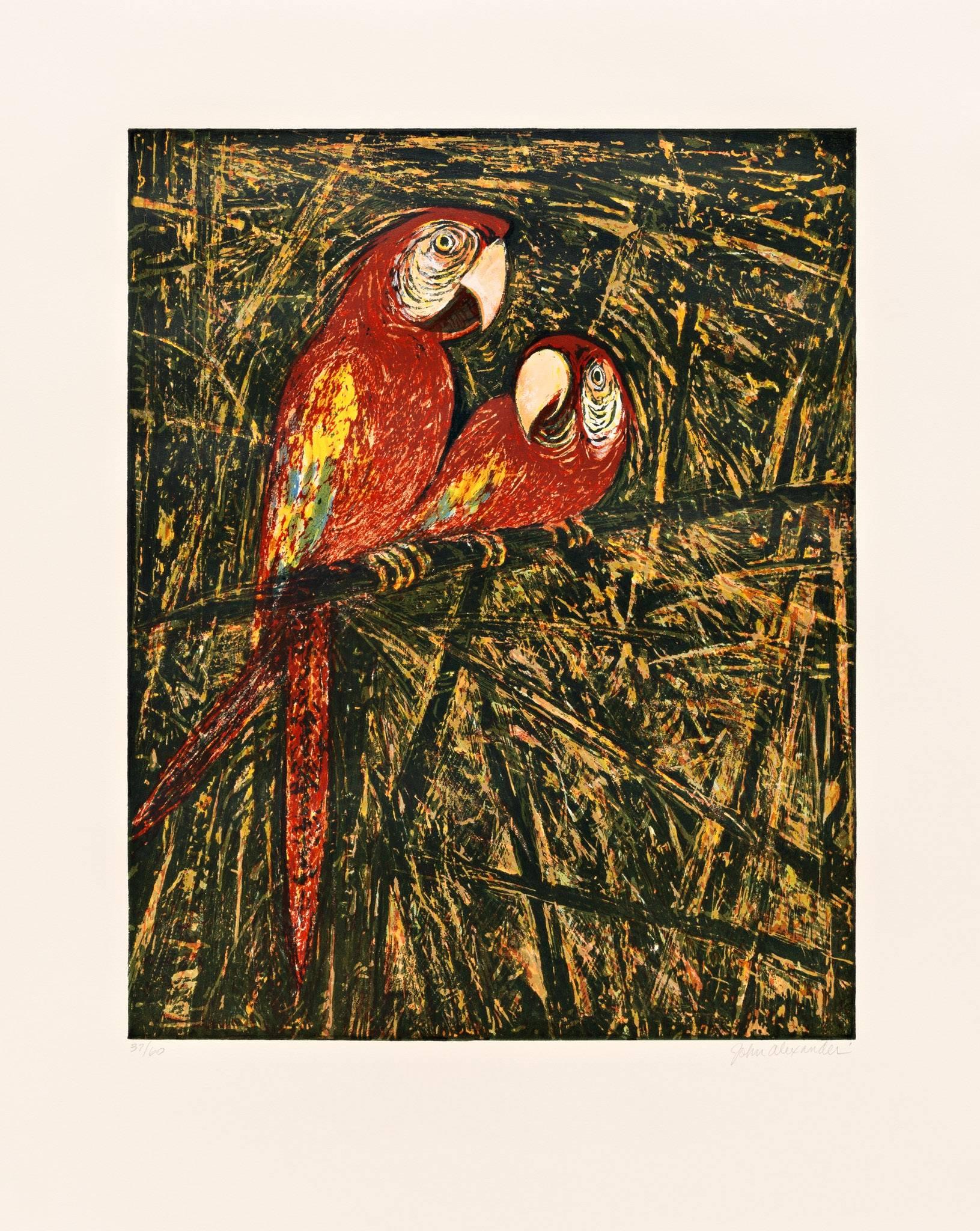 John Alexander Animal Print - Untitled (Parrots)