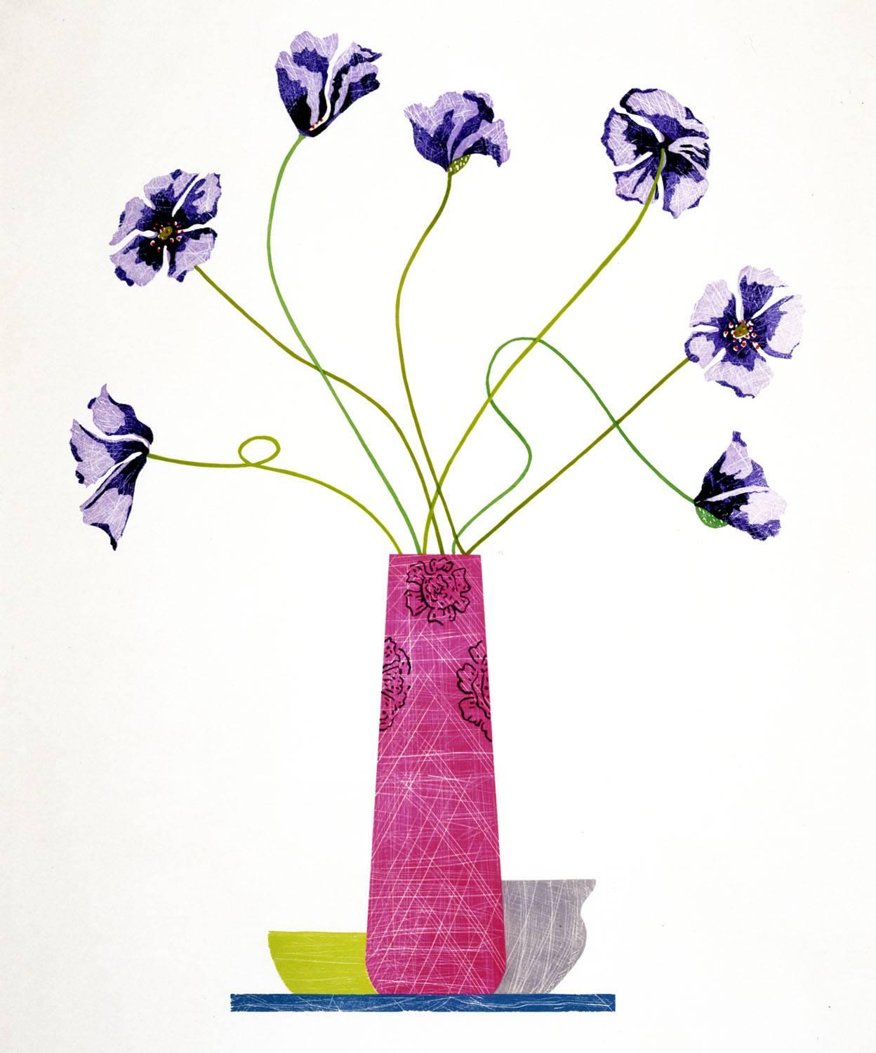 Ed Baynard Still-Life Print - Violet Poppies