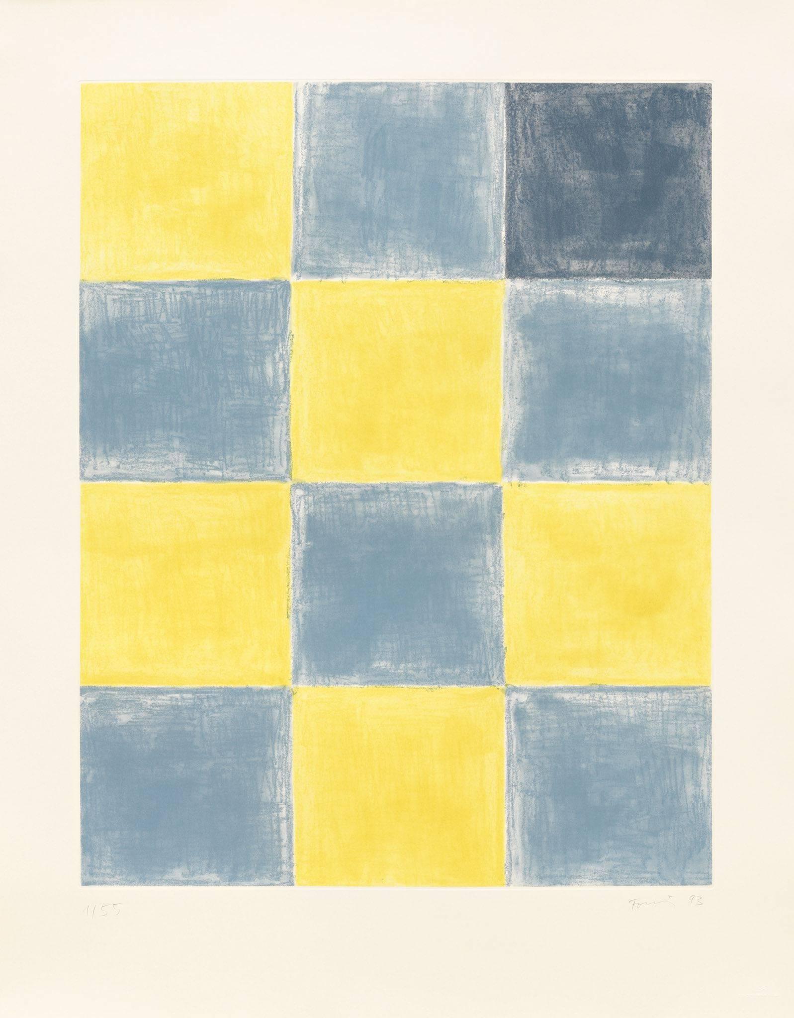 Günther Förg Abstract Print - Untitled (Blue/Yellow Squares)