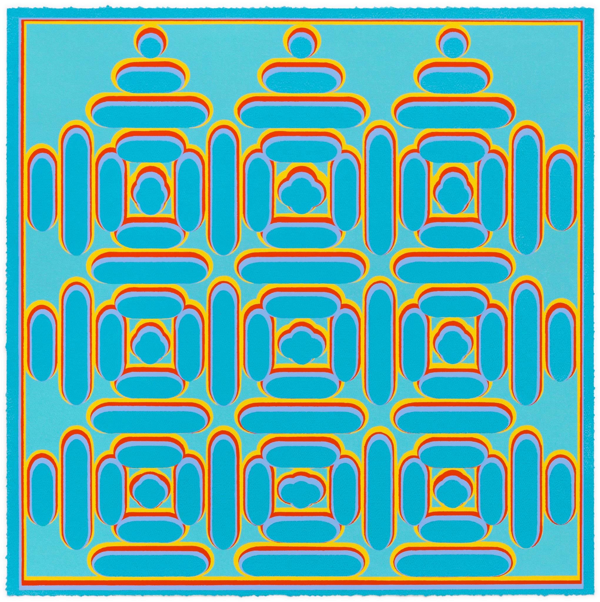 Dan Walsh Abstract Print - Manifold-Blue