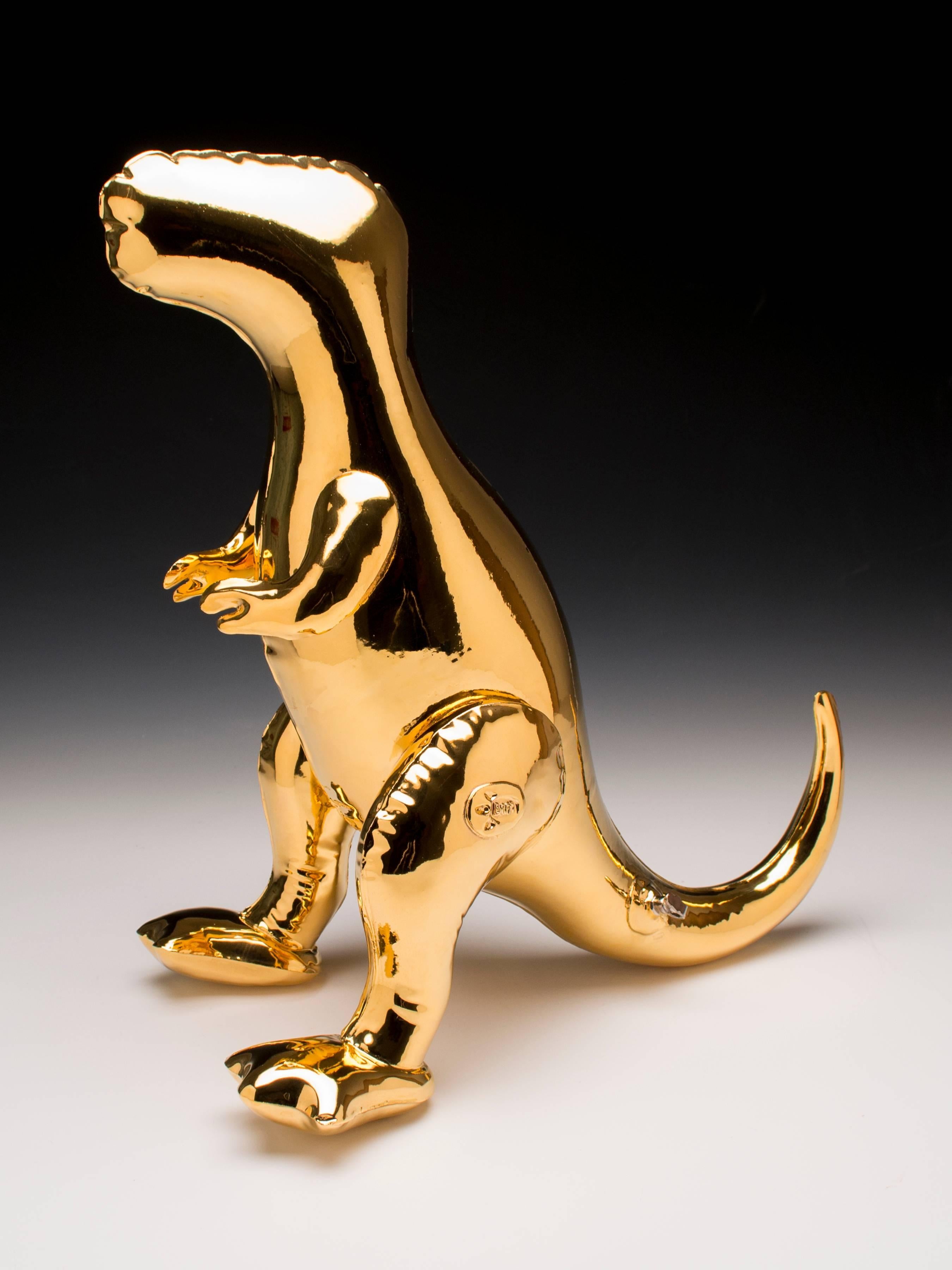 Brett Kern Figurative Sculpture - Gold Tyrannosaurus Rex