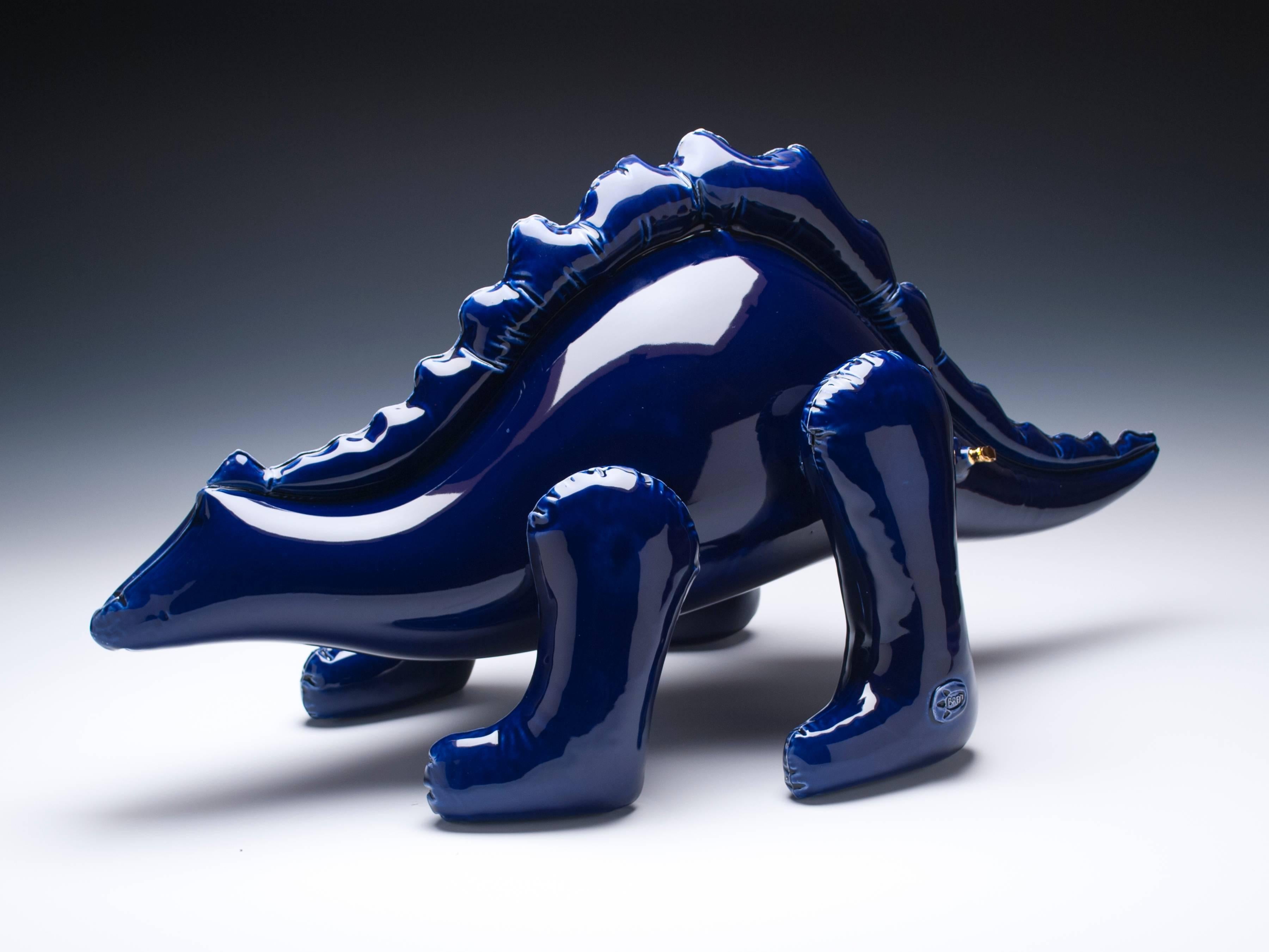 Brett Kern Figurative Sculpture - Large Blue Stegosaurus