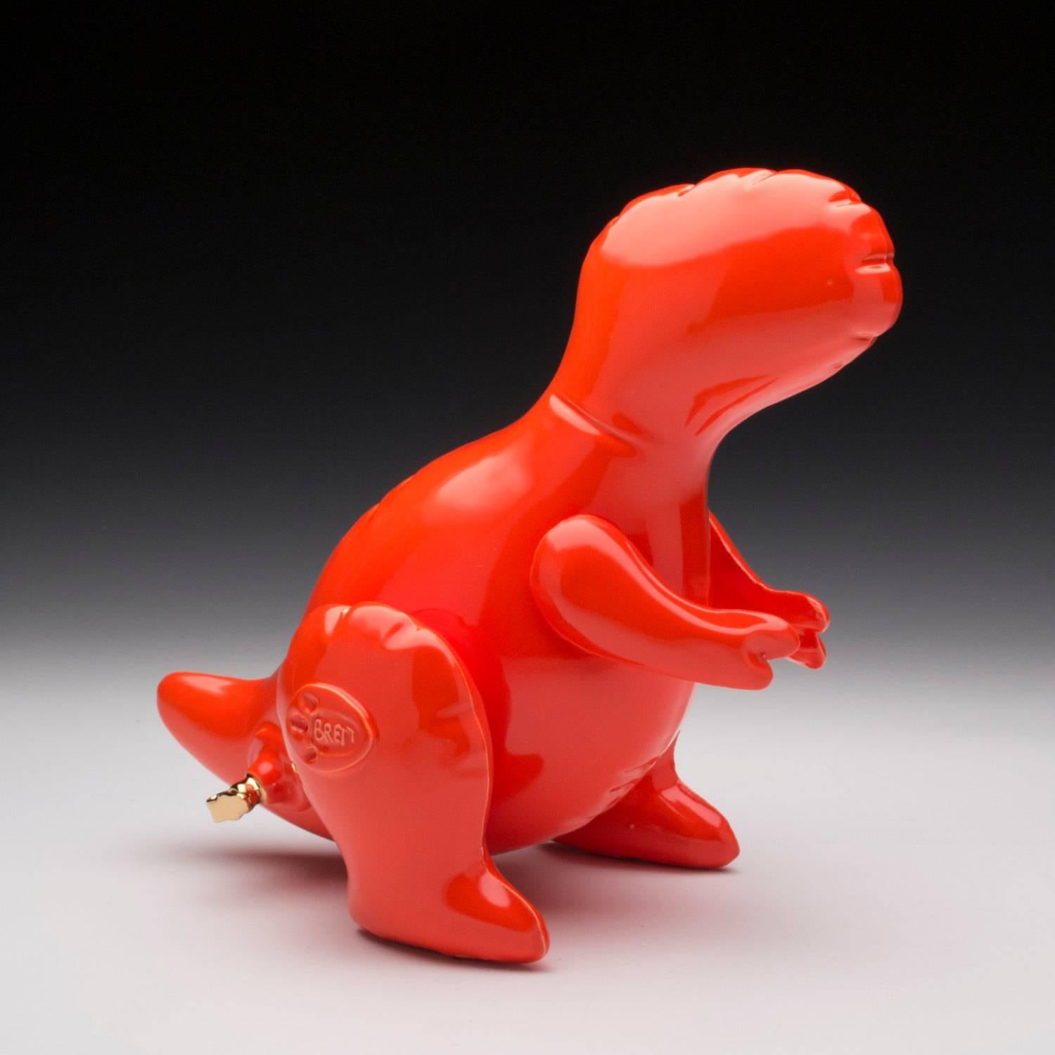 Brett Kern Figurative Sculpture - Small Orange T-Rex