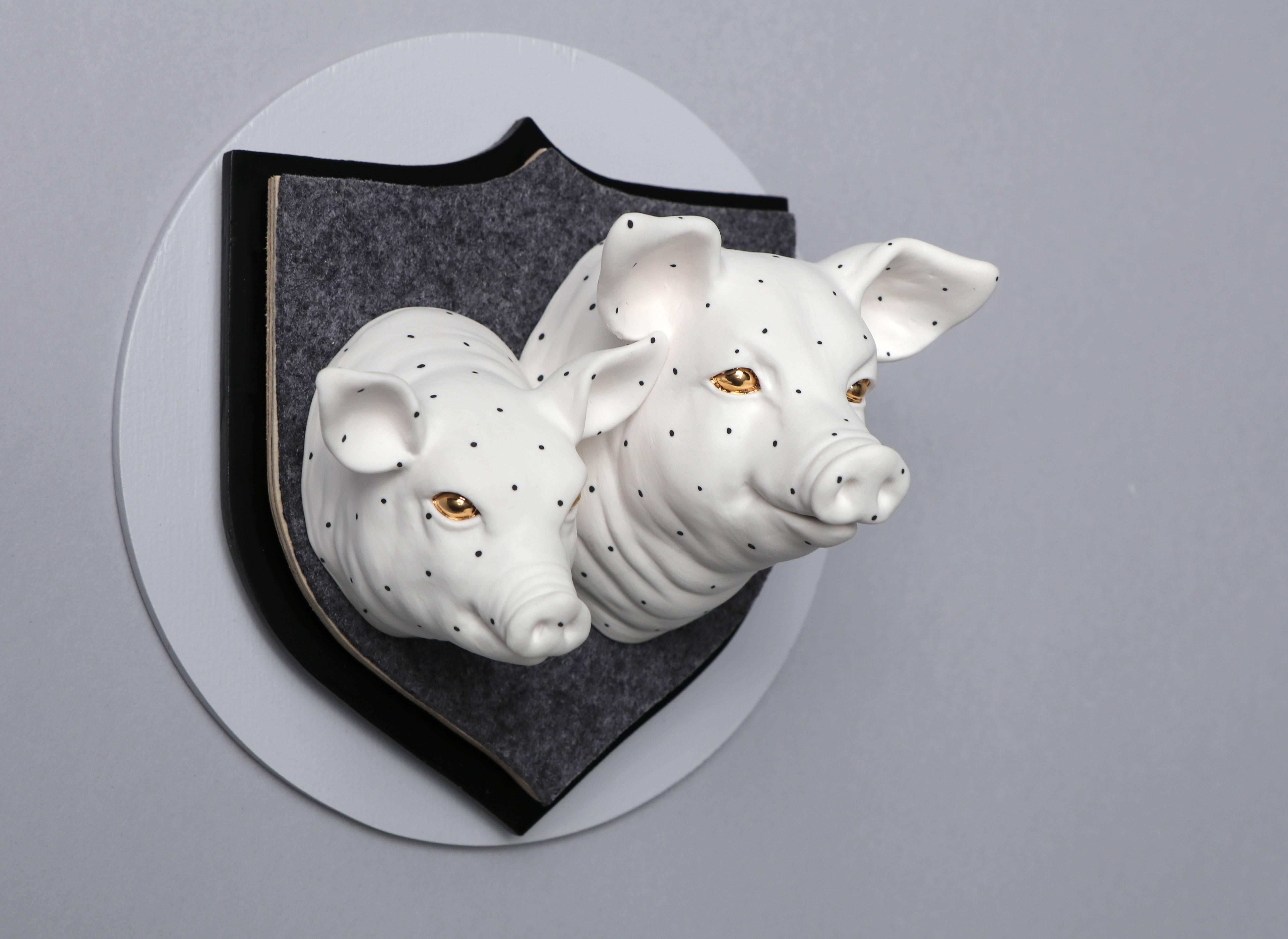 Happy Pigs - C - Sculpture by Wookjae Maeng