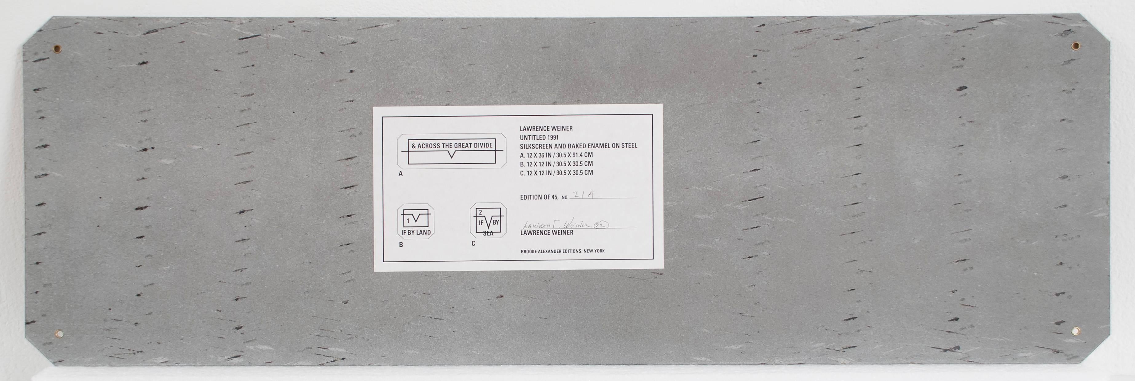 & Across the Great Divide - White Print by Lawrence Weiner