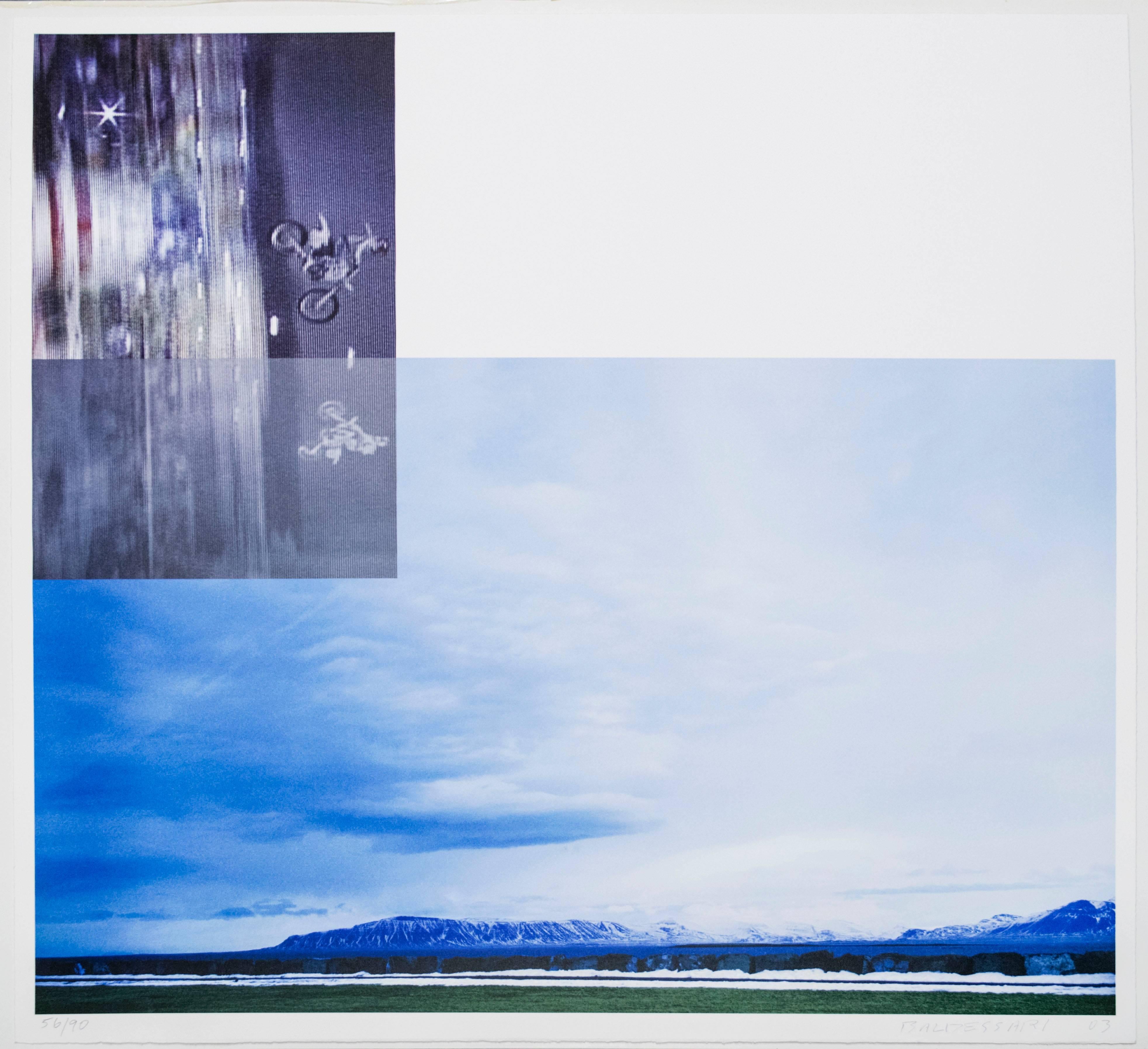 John Baldessari Landscape Print - Overlap Series: Double Motorcyclists and Landscape (Icelandic)