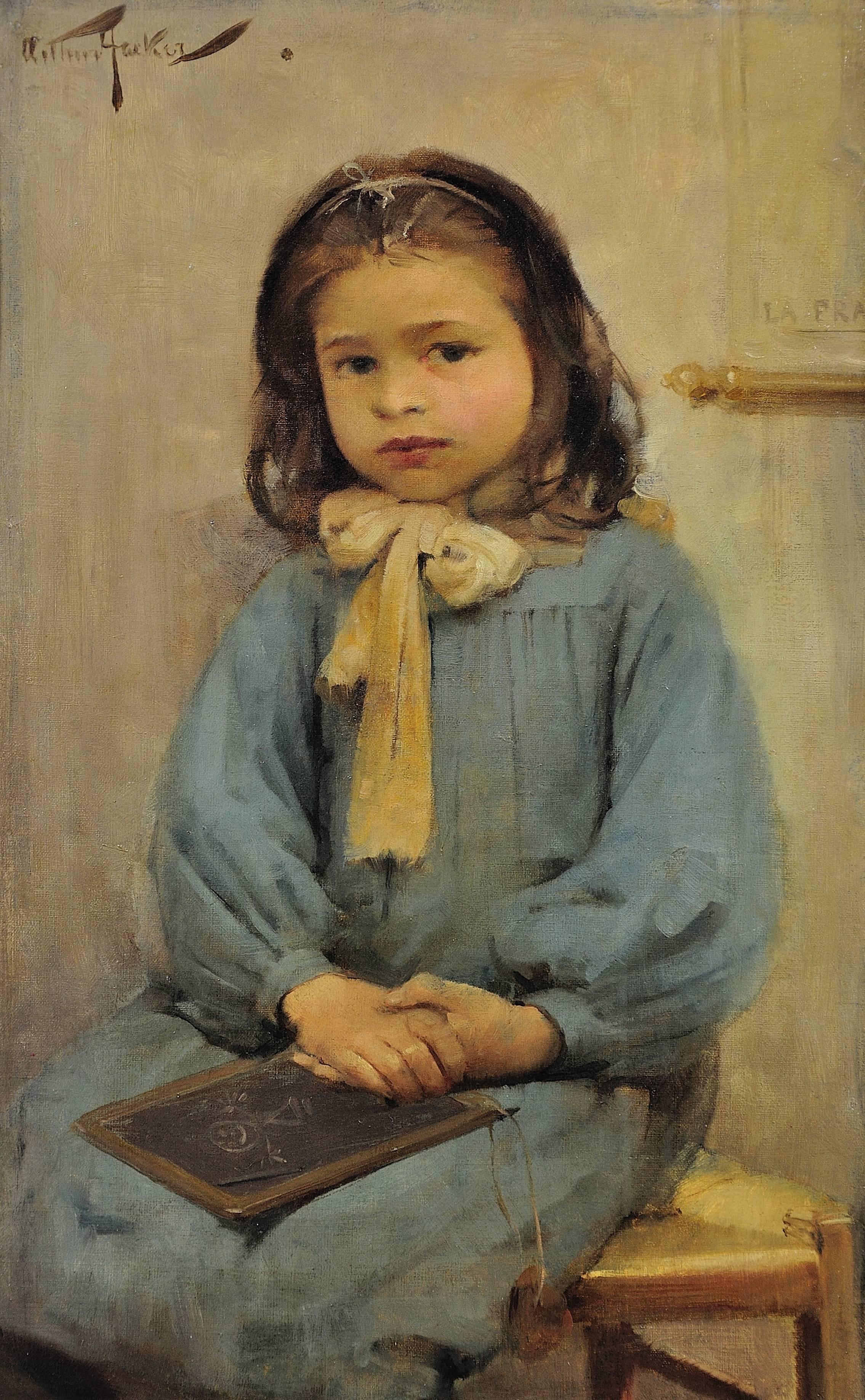 French schoolgirl - Painting by Arthur Hacker