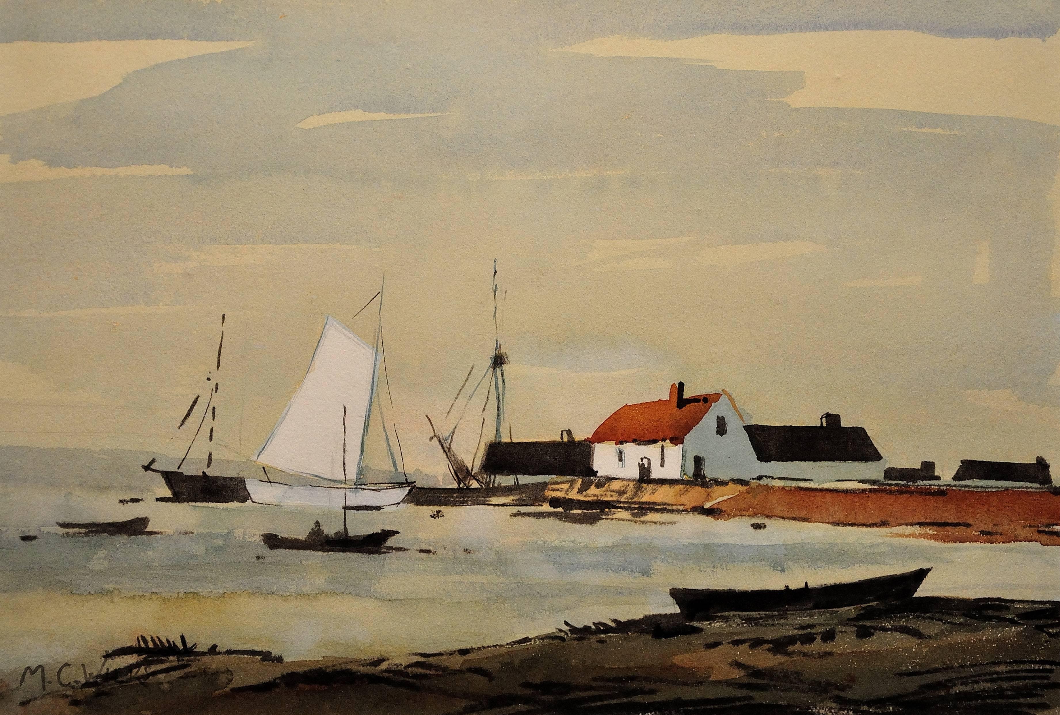 An Irish harbour landscape - Art by Maurice Canning Wilks