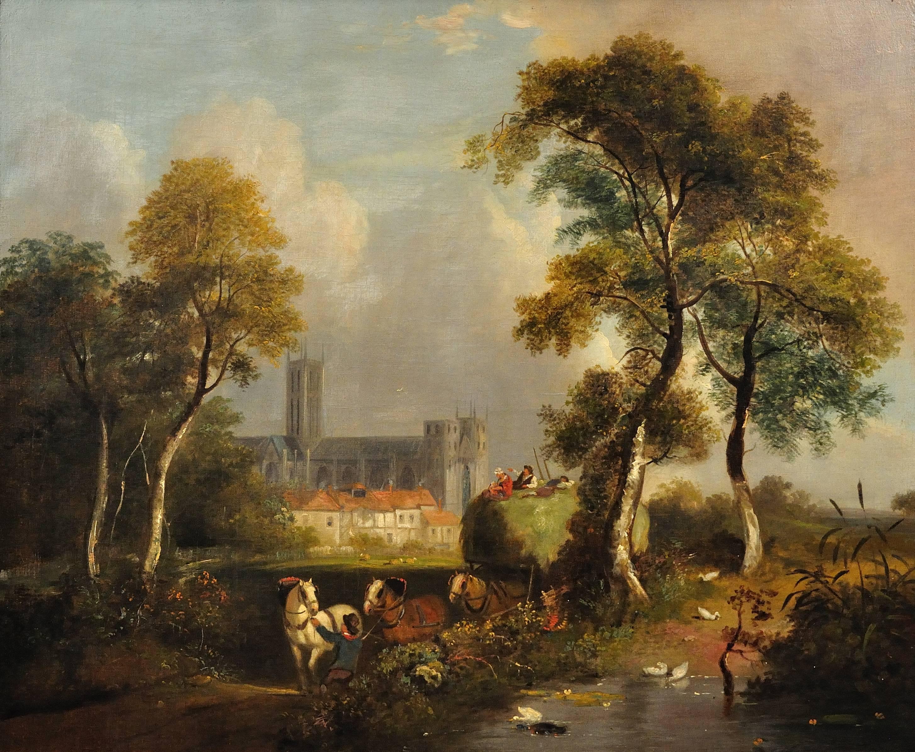 A view to Canterbury, Kent - Painting by George Vincent