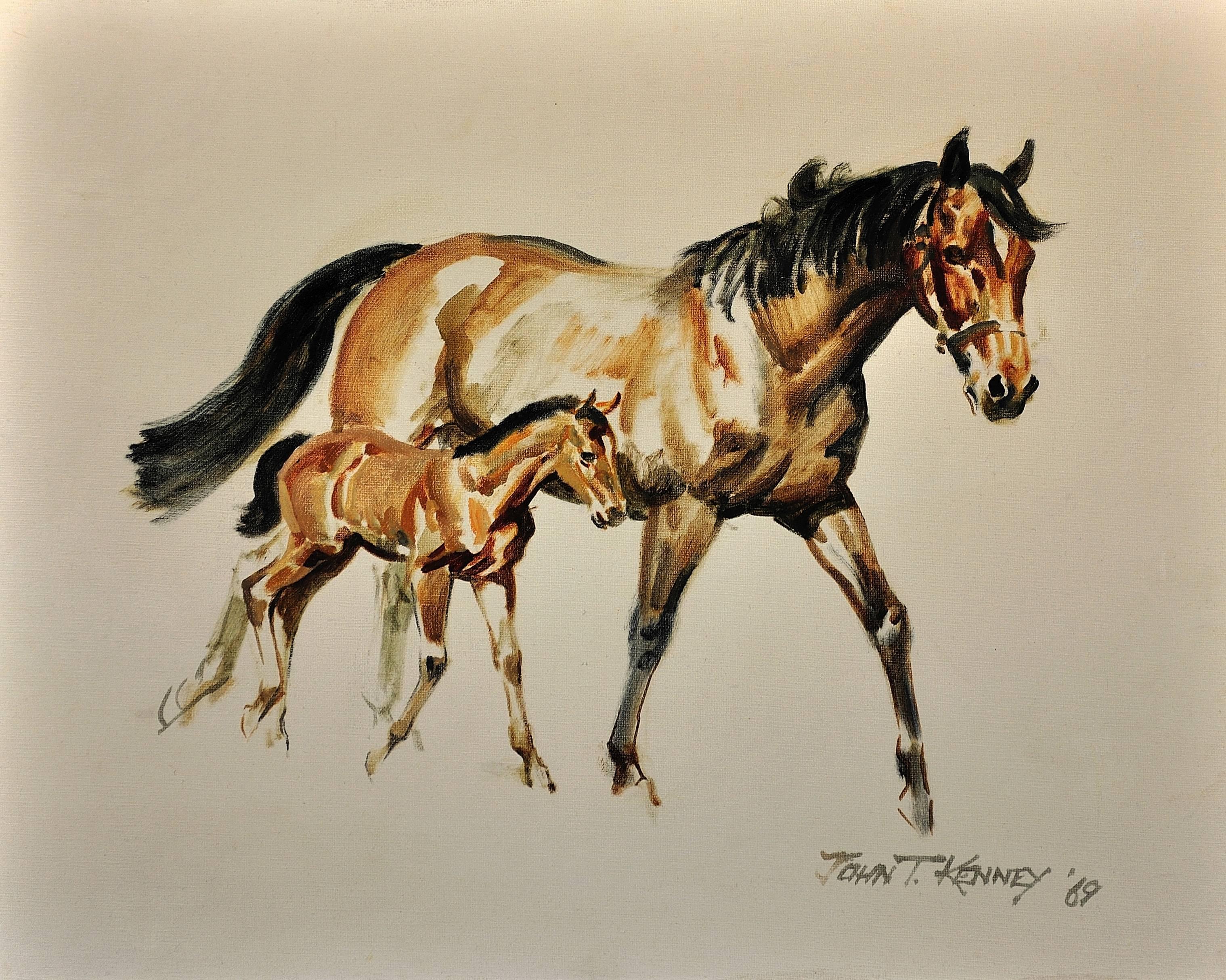 Mare and foal - Painting by John Theodore Eardley Kenney