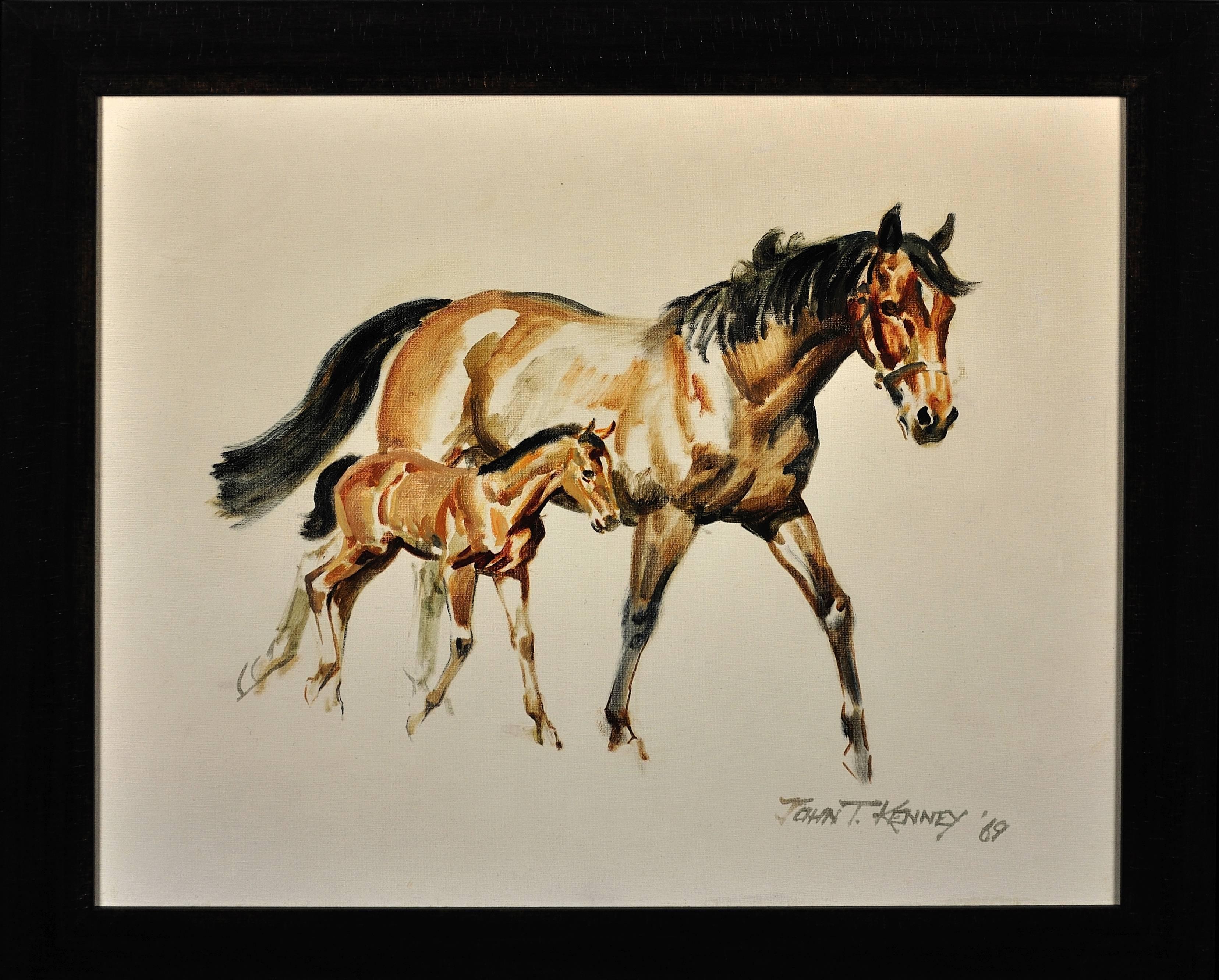 John Theodore Eardley Kenney Animal Painting - Mare and foal