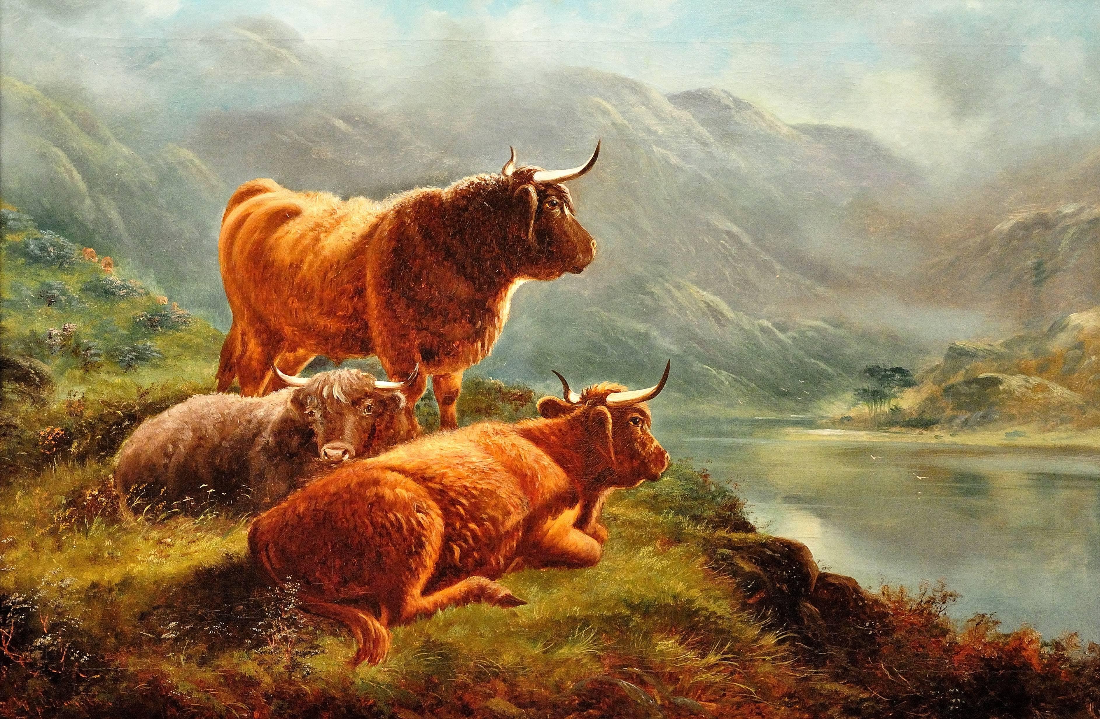 Highland cattle - Painting by William James Smith Crampton