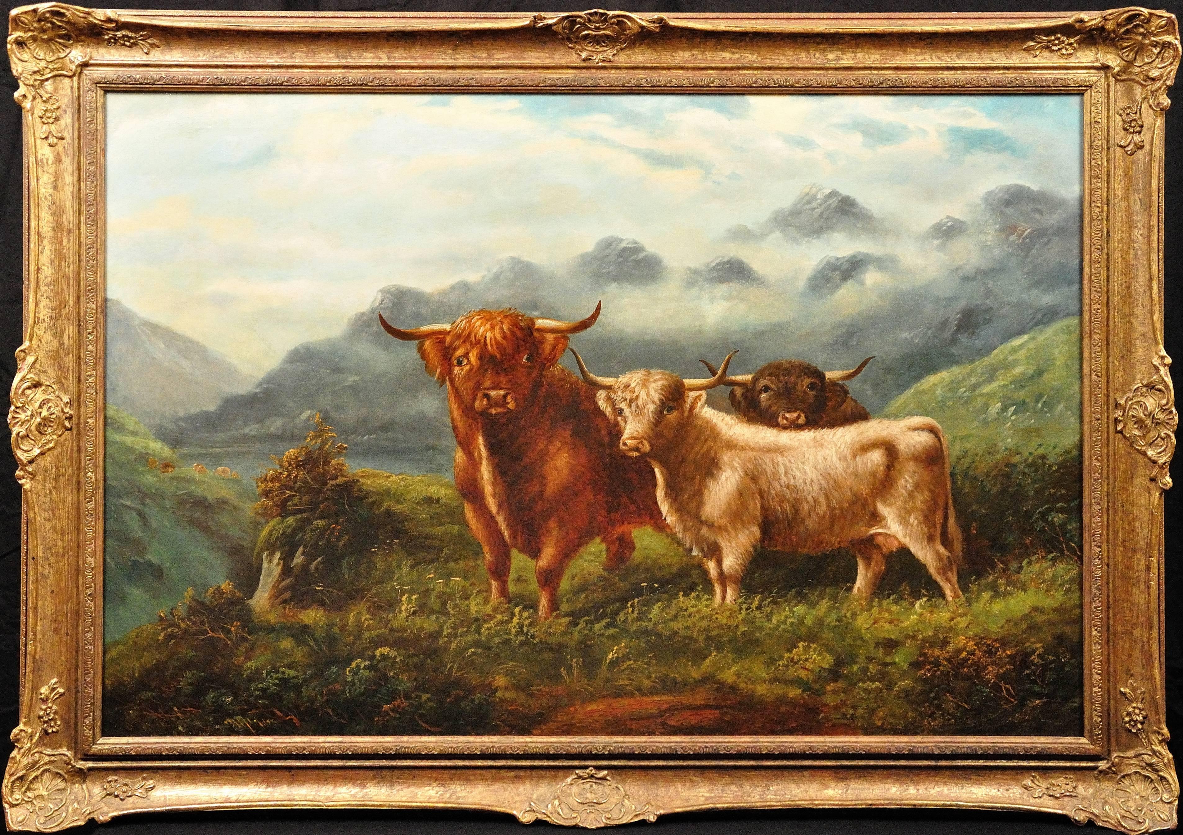 William James Smith Crampton Animal Painting - Highland cattle, in the Glens, Scotland