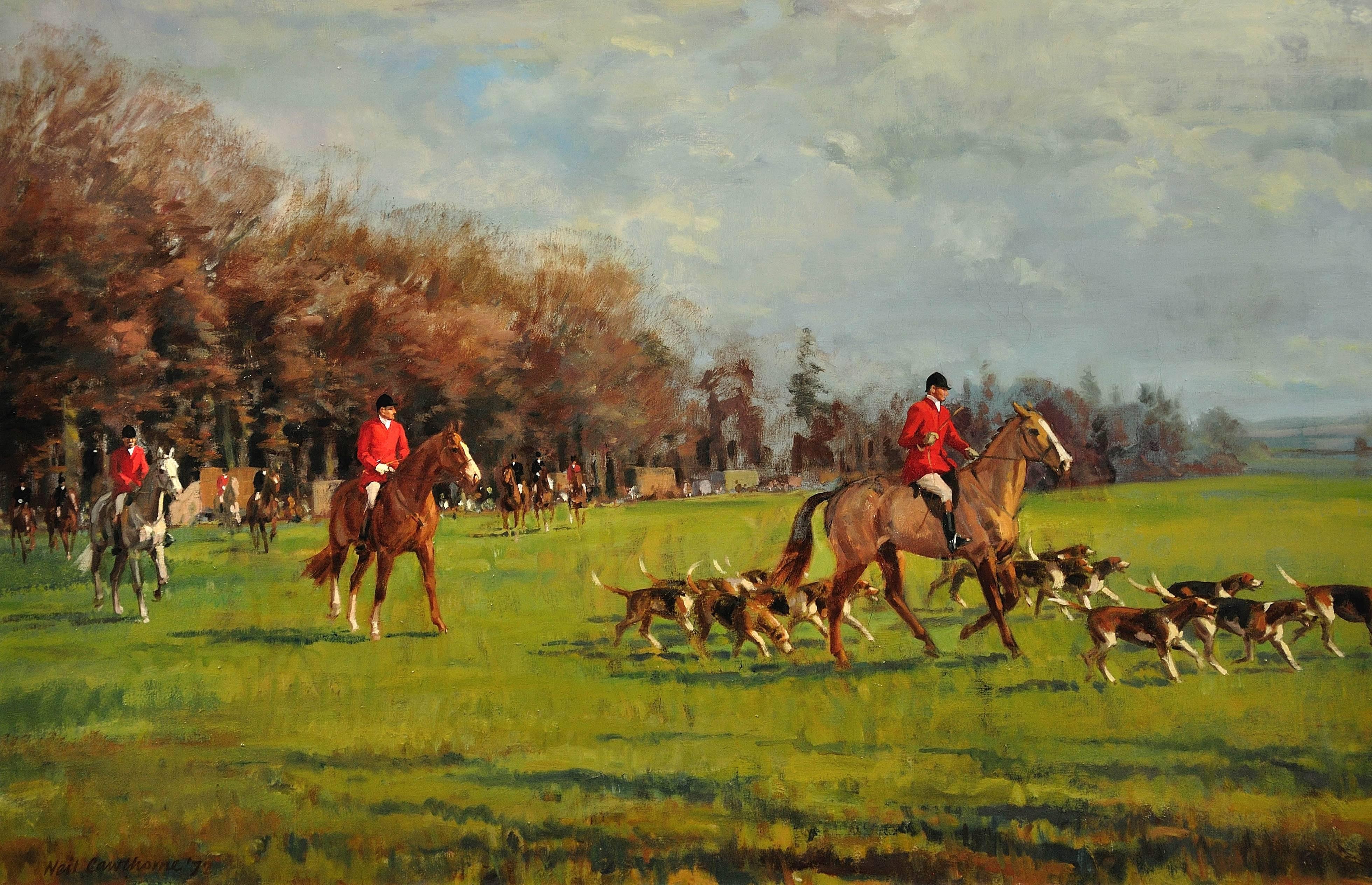 The Fernie Hunt, Opening Meet at Gumley, Leicestershire - Painting by Neil Cawthorne