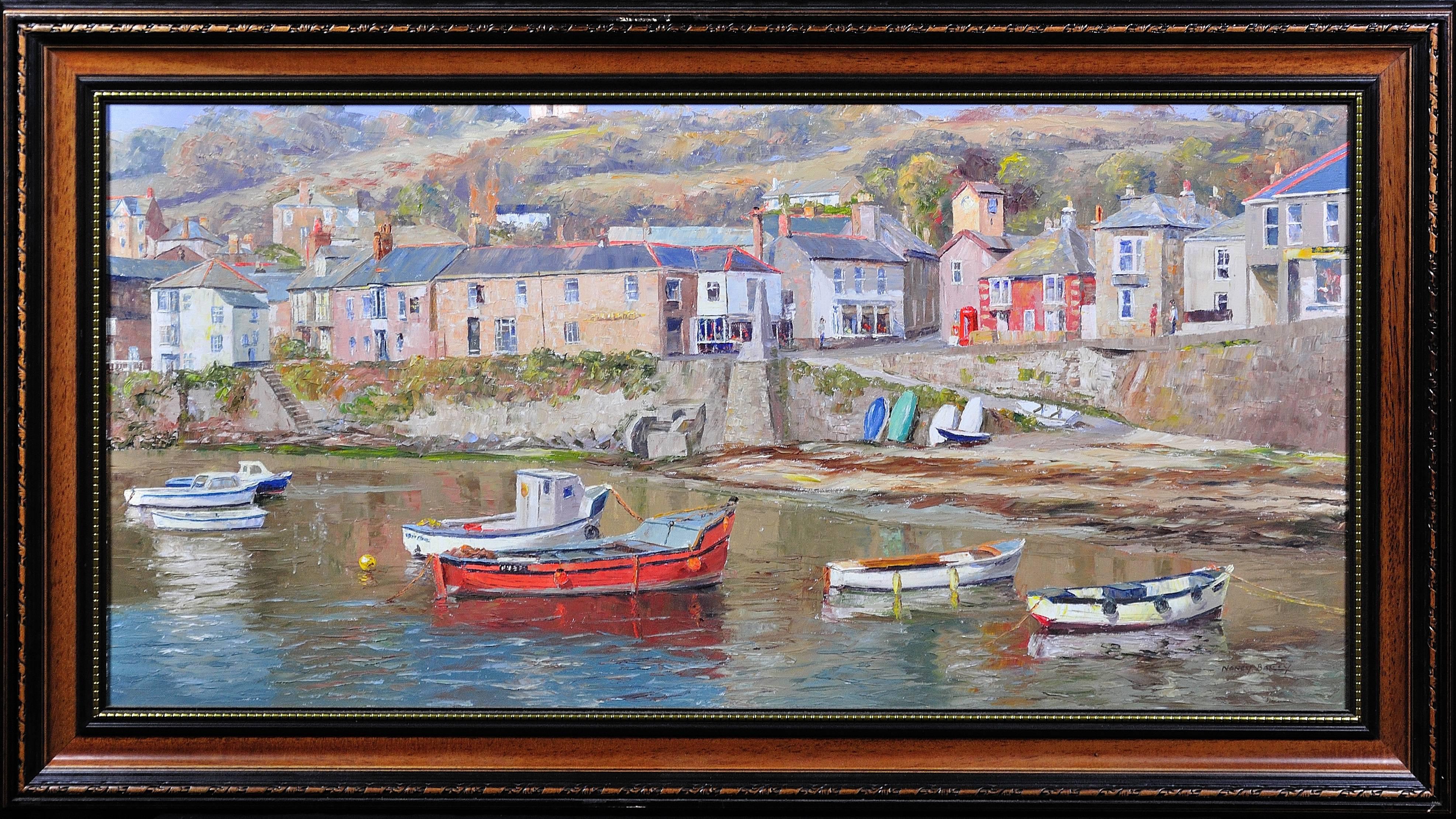 Nancy Bailey Landscape Painting - Waterfront, Mousehole, Cornwall