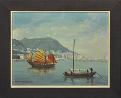 Hong Kong Harbour, Sampan & Junk