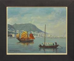 Hong Kong Harbour, Sampan & Junk 