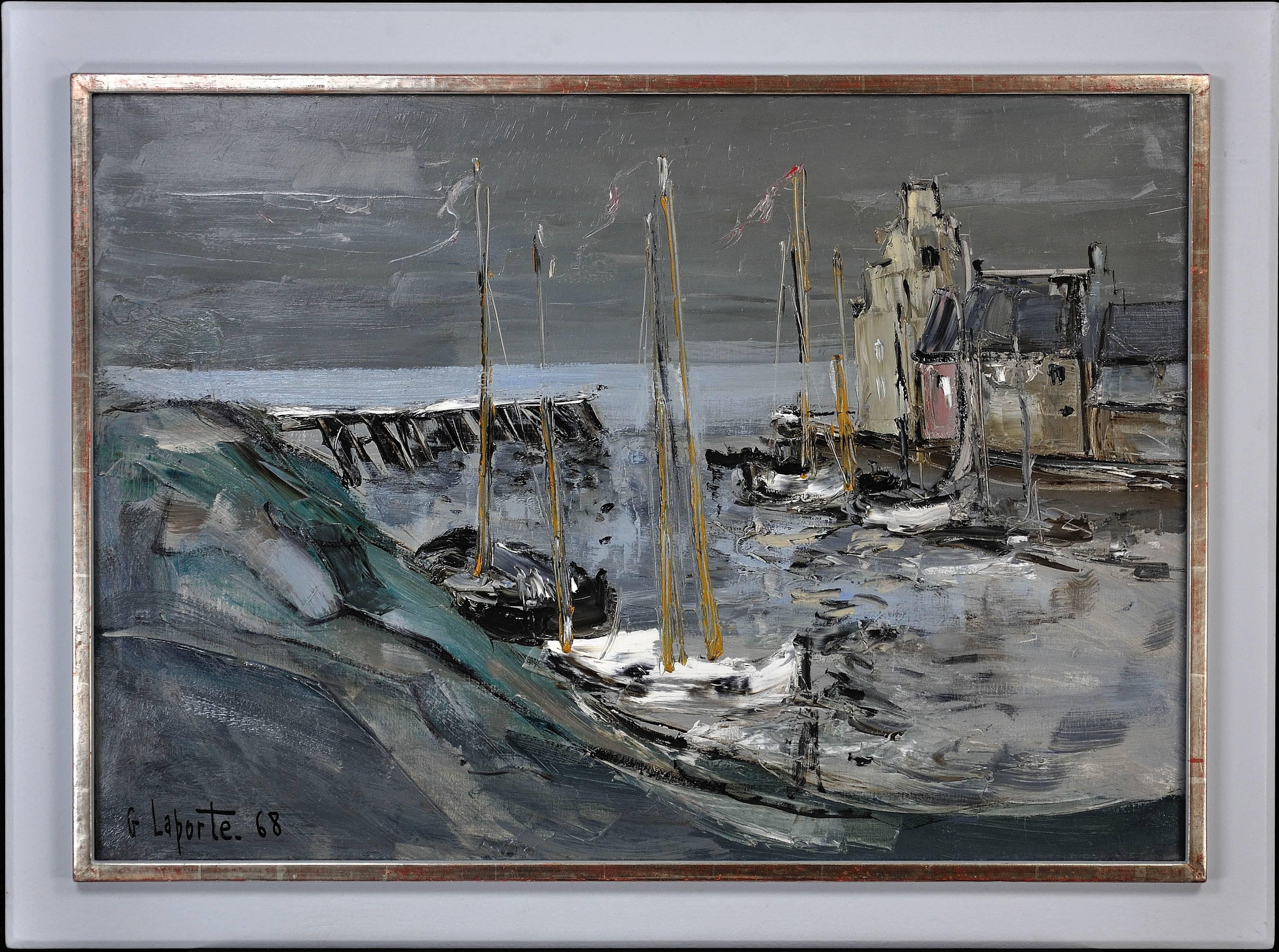 Georges Laporte Landscape Painting - The harbor, Veere, Holland