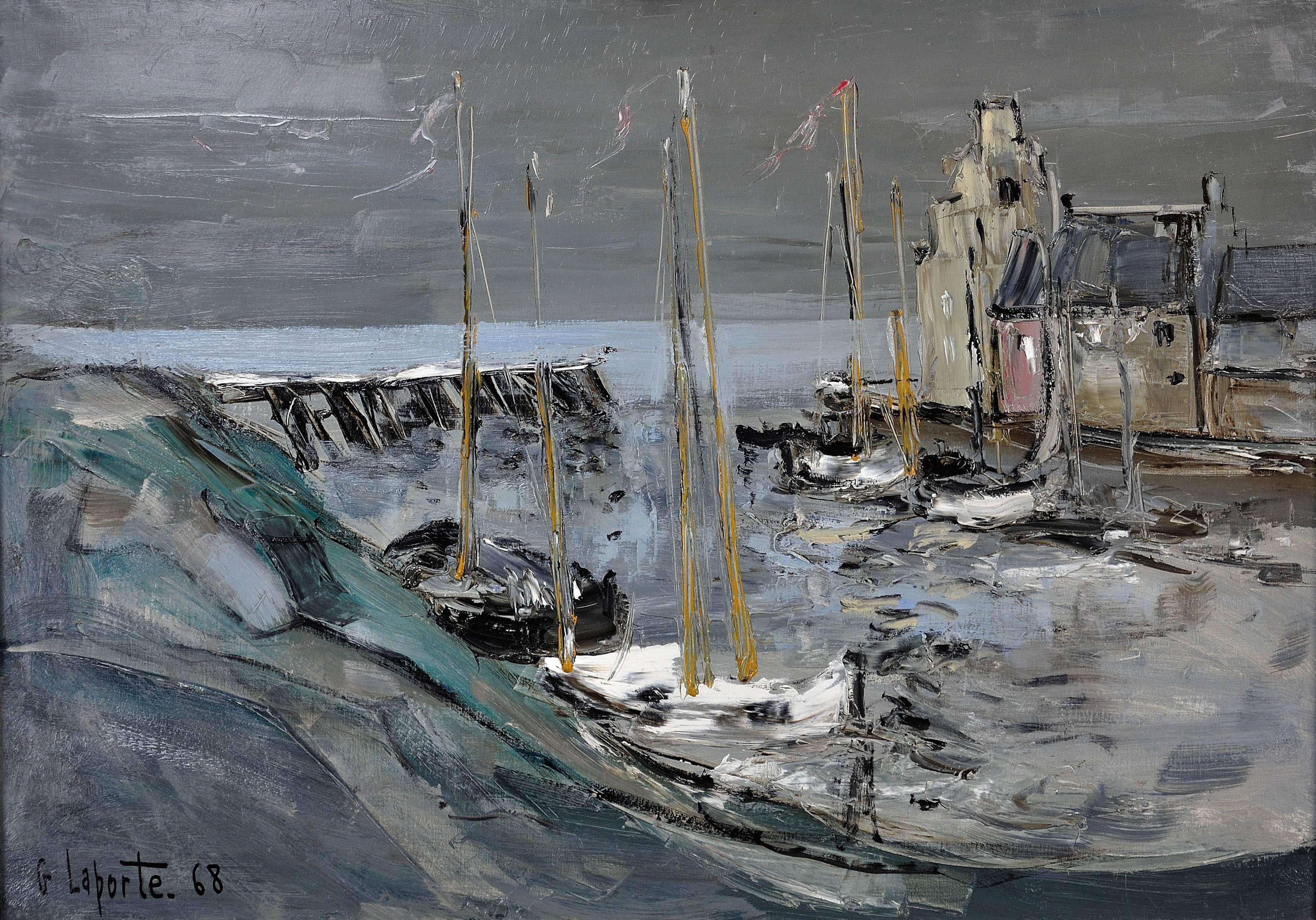 The harbor, Veere, Holland - Painting by Georges Laporte