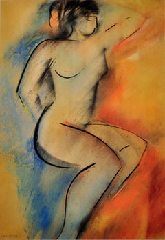 Descend An Expressive But Restrained Original Mixed-Media Artwork A Female Nude