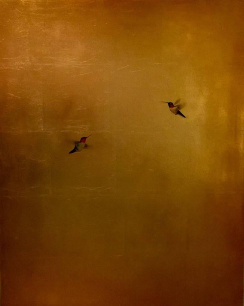 Carolyn Reynolds Animal Painting - Hummingbirds in Bronze
