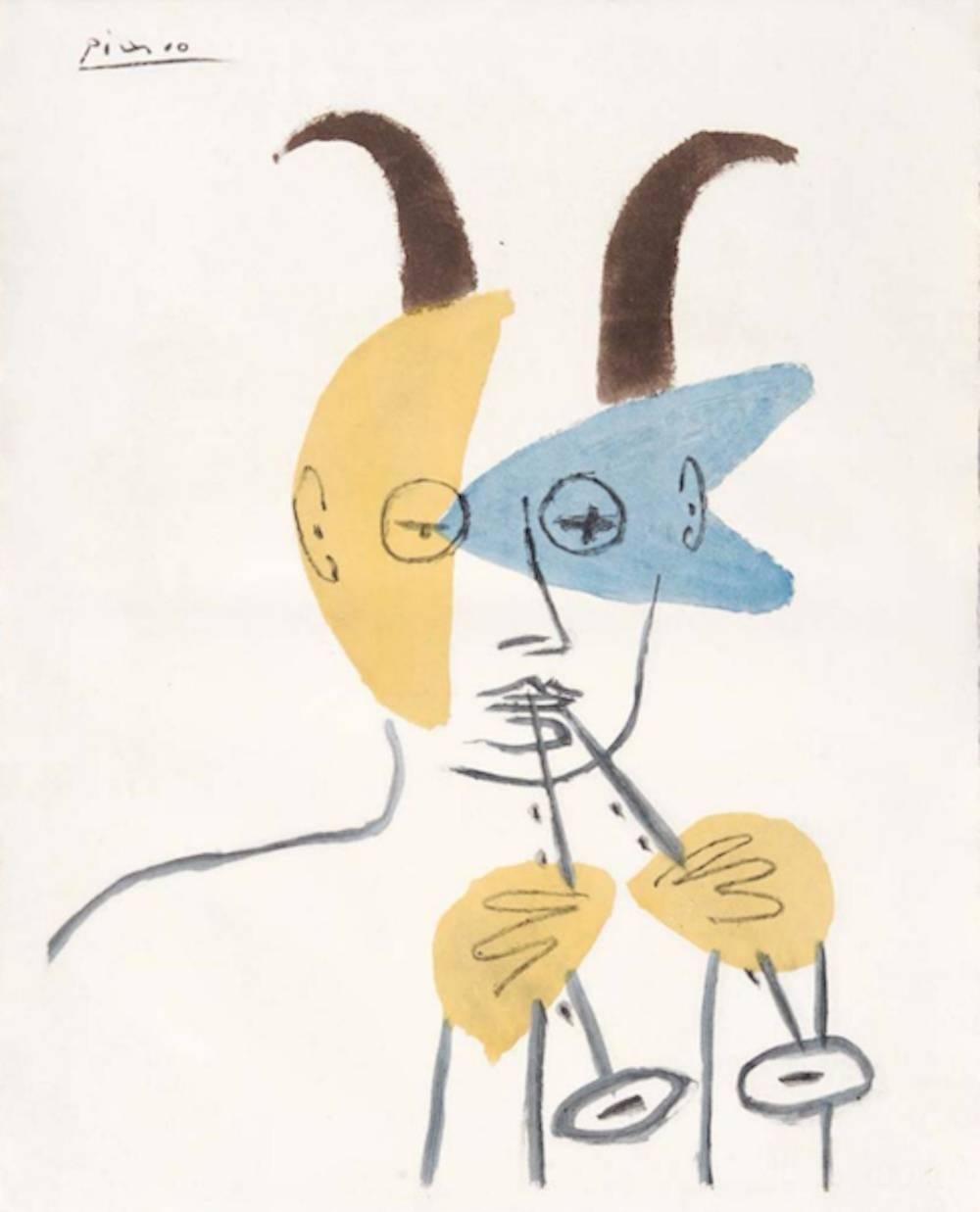(after) Pablo Picasso Portrait Print - Faune à la Diaule