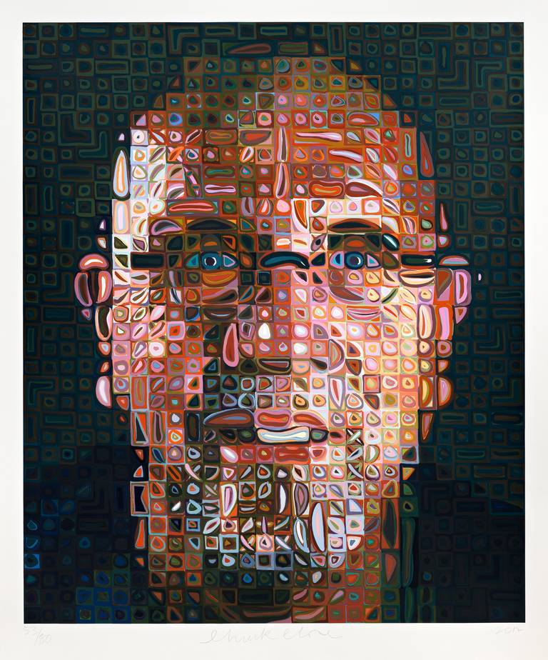 Chuck Close Portrait Print - Self-Portrait Screenprint