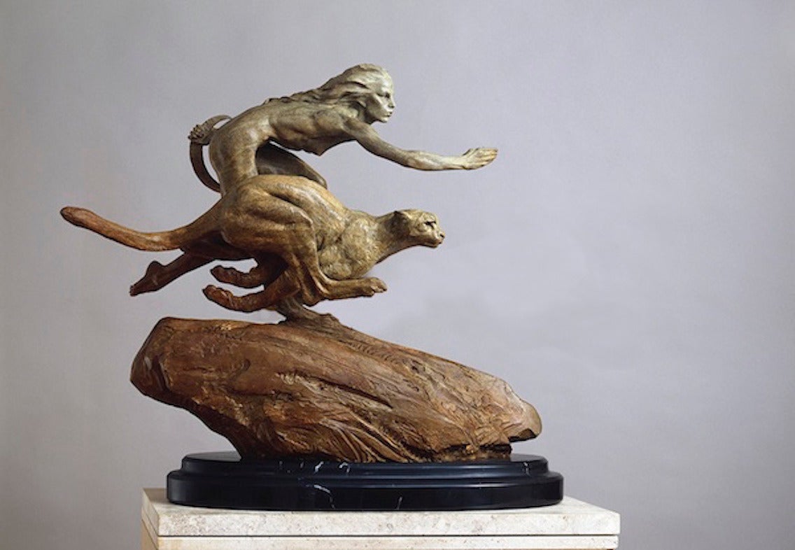 Richard MacDonald Figurative Sculpture - Diana and the Female Cheetah