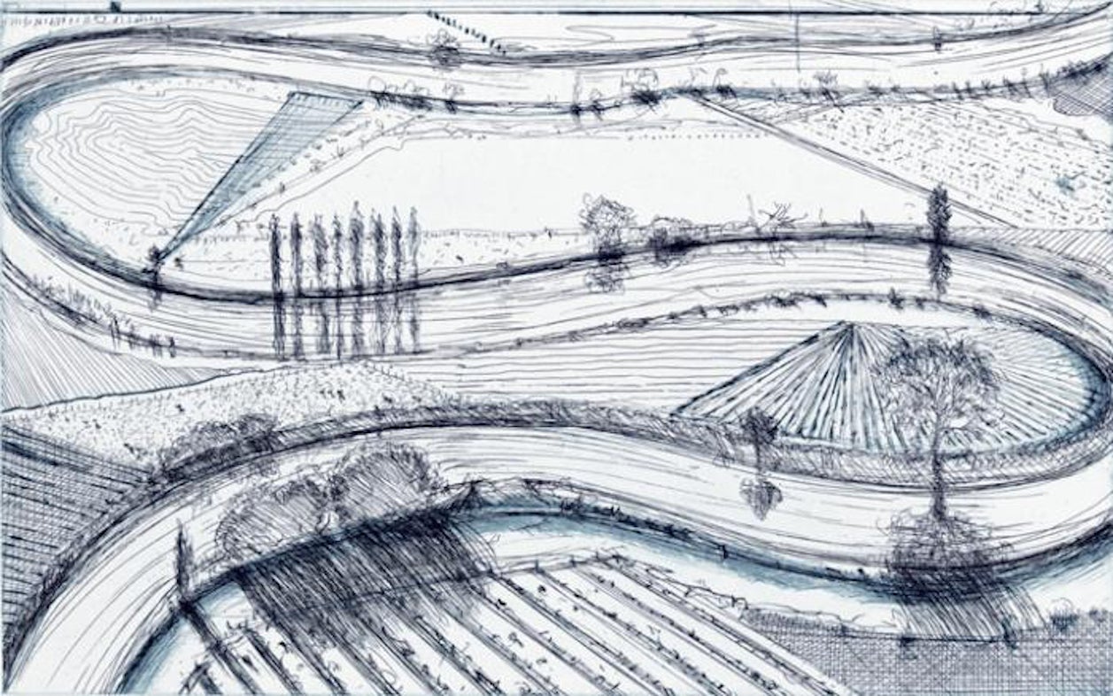 Wayne Thiebaud Landscape Print - River Turns