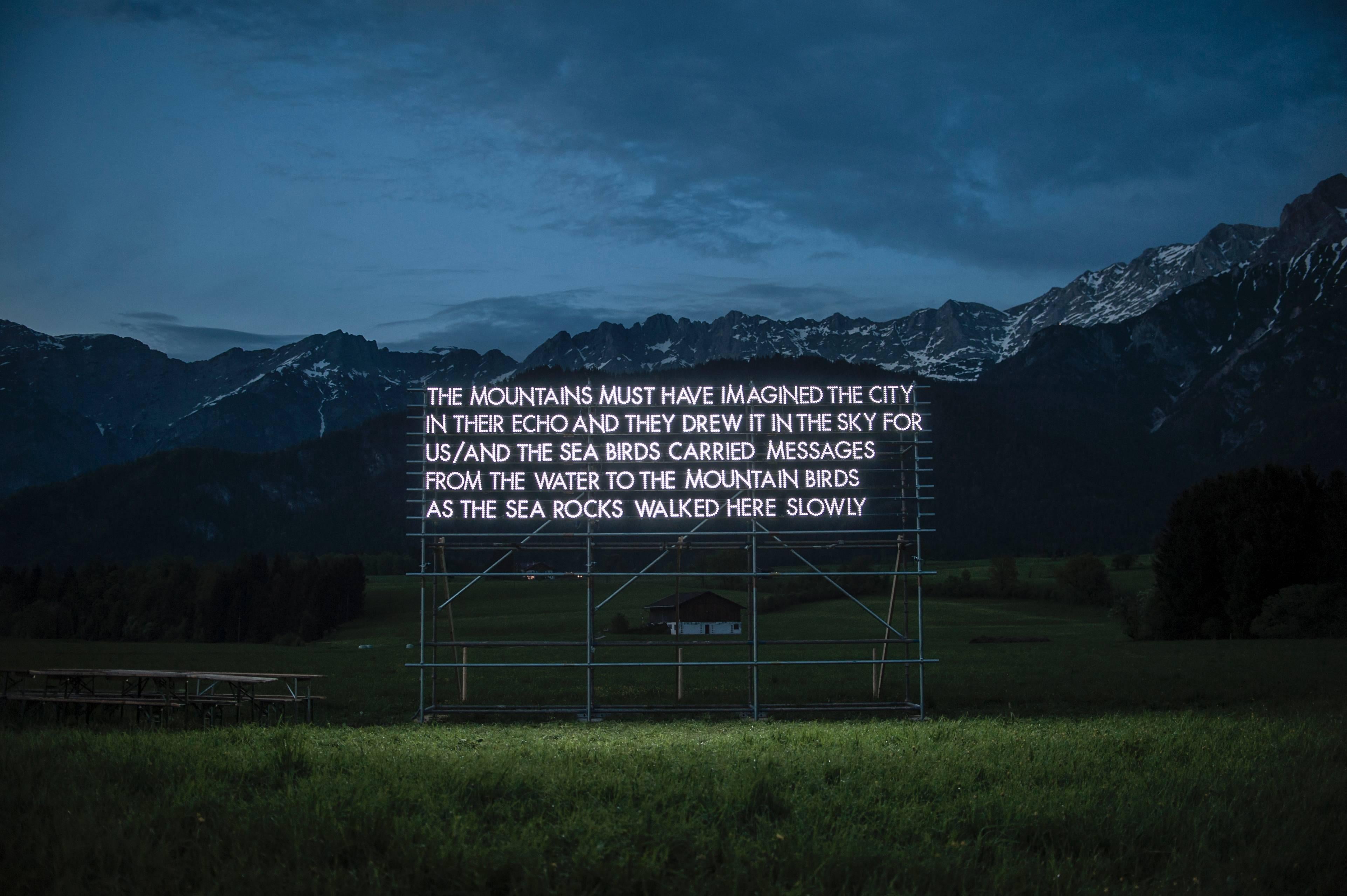 Robert Montgomery Print - Leogang Poem, Austrian Alps
