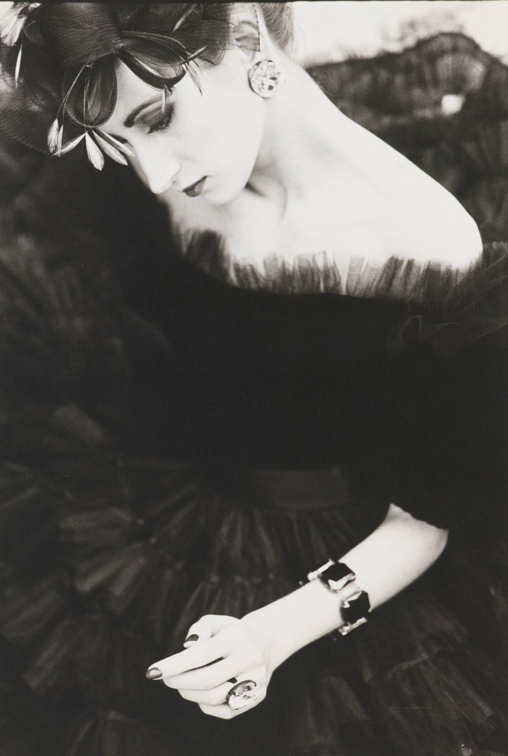 David Seidner Black and White Photograph - Violetta in Yves Saint Laurent, 1983. Modern black & white fashion photography