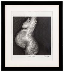 Chaterine Lategan. Black & white portrait, nude photography of future mom, 1980