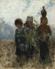 Going to market. Michetti, 19th Century. Impressionism Figurative Painting