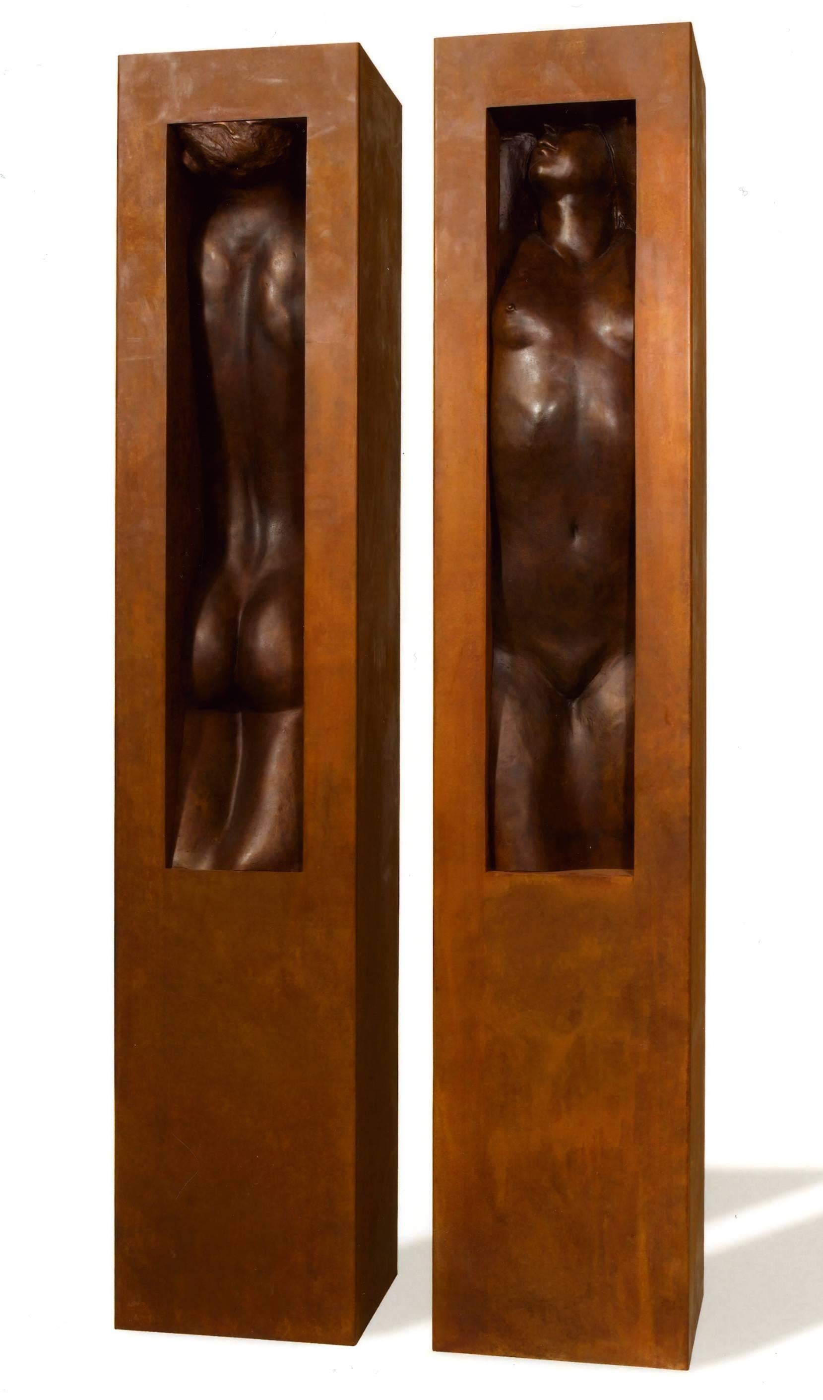 Gabriele Garbolino Rù Nude Sculpture - Adam and Eve. Italian school Contemporary bronze sculpture, Nude Man and Woman